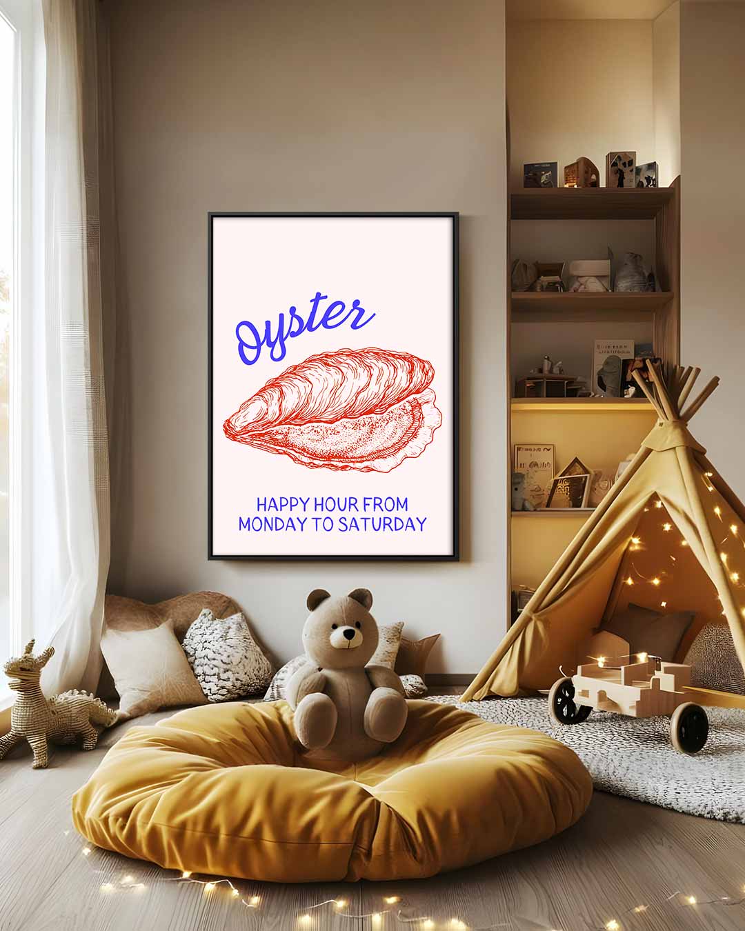 Oester Illustratie Poster Kunstwerk-canvas-dibond-plexiglas-wanddecoratie-WallArtistic