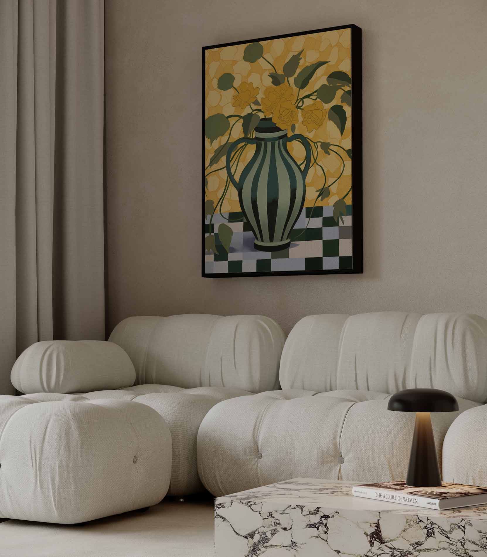 Gouden Bloemendroom Kunstwerk-canvas-dibond-plexiglas-wanddecoratie-WallArtistic