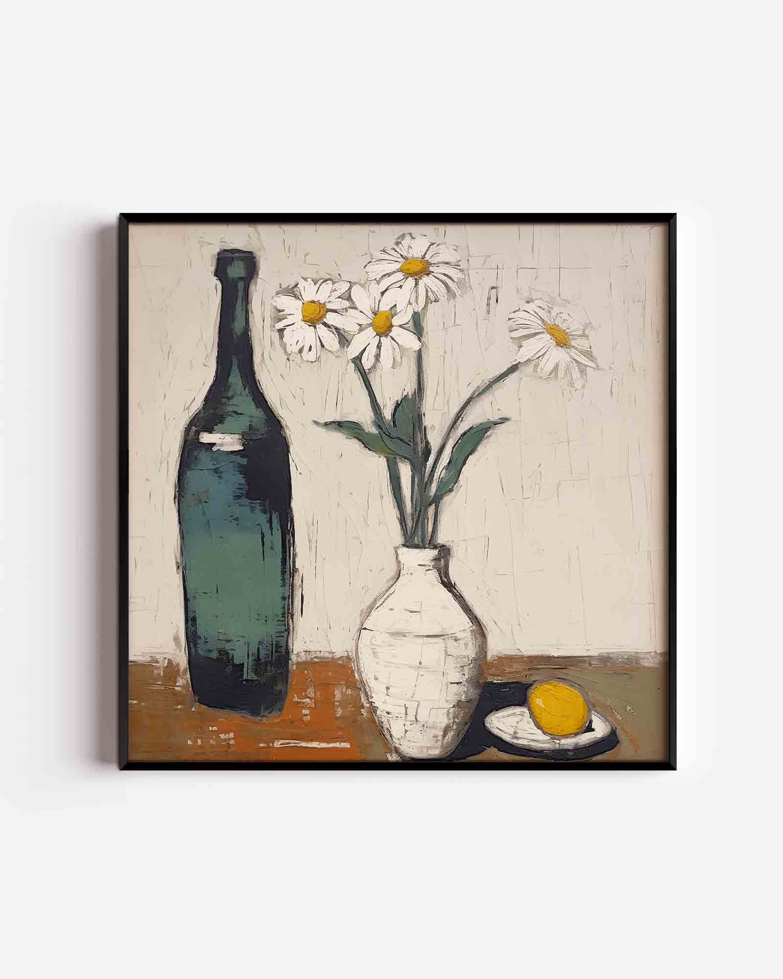 Fles en bloemen Poster