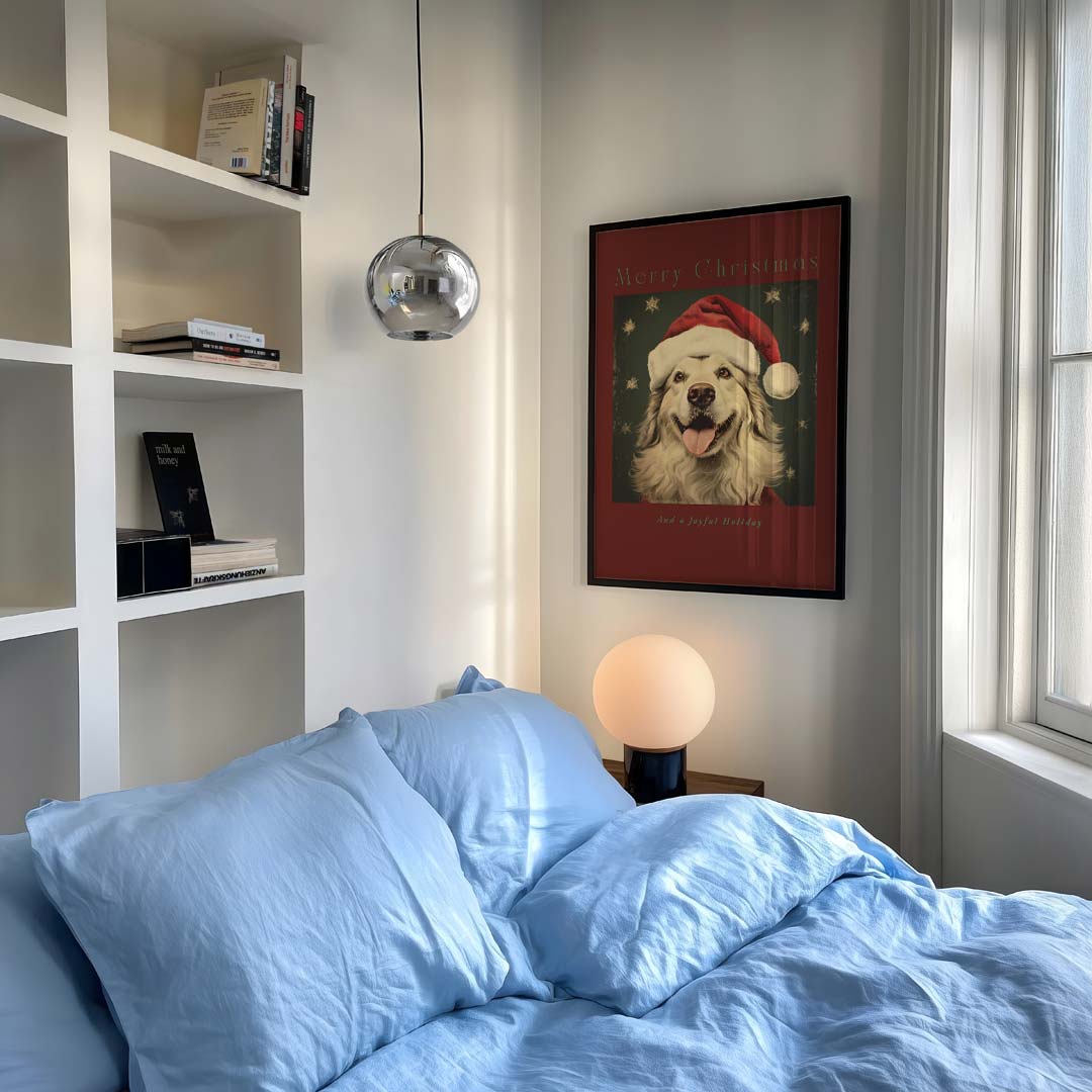 Vrolijke Kerstmis Hond Poster-WallArtistic