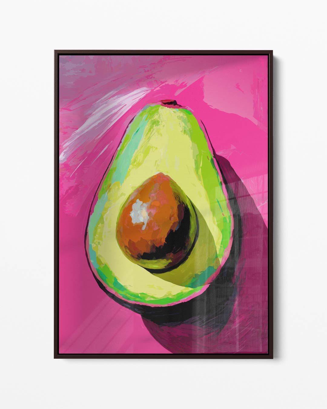 Avocado Kunstwerk met Roze Achtergrond Kunstwerk-canvas-dibond-plexiglas-wanddecoratie-WallArtistic