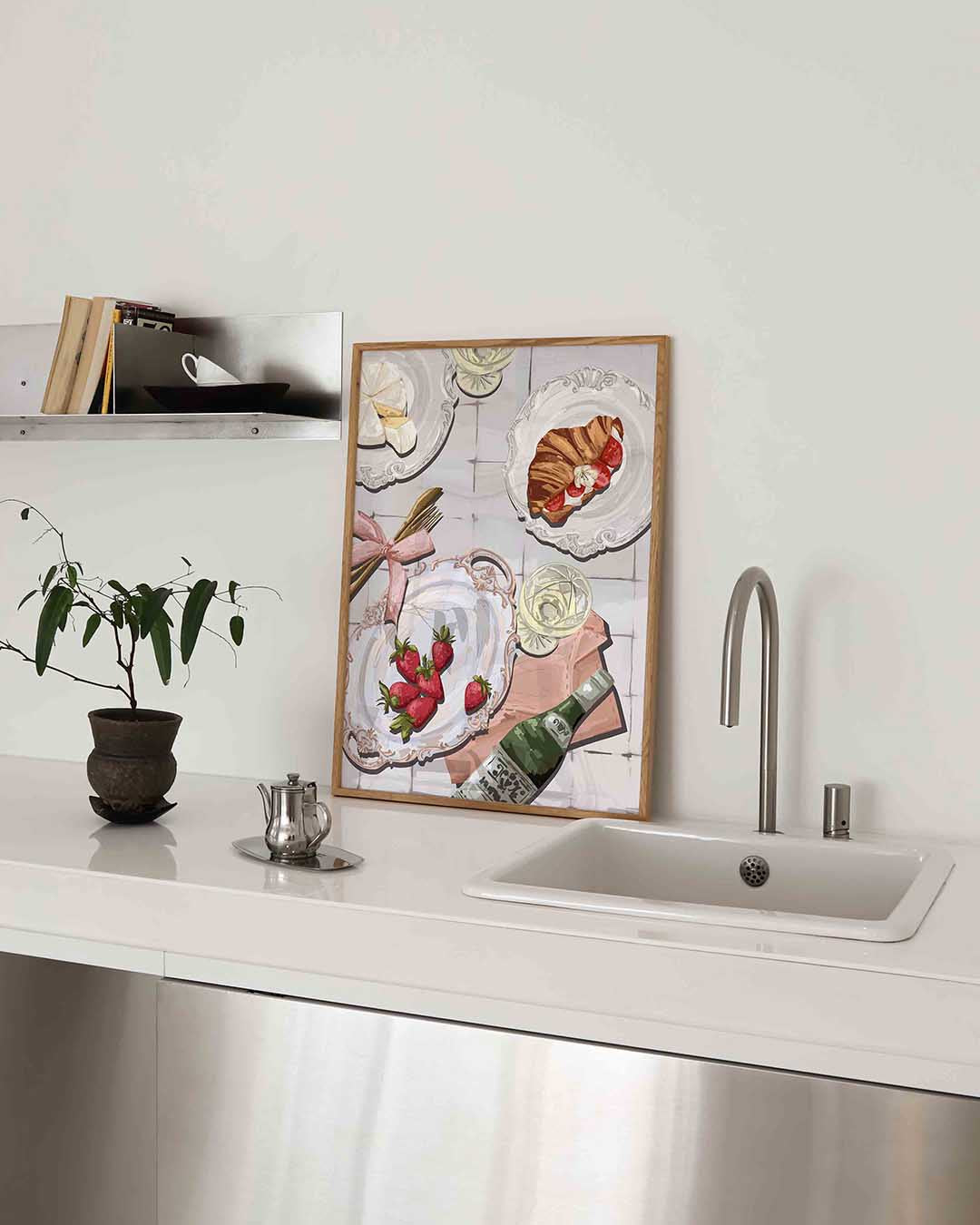 Ontbijt met aardbeien Poster