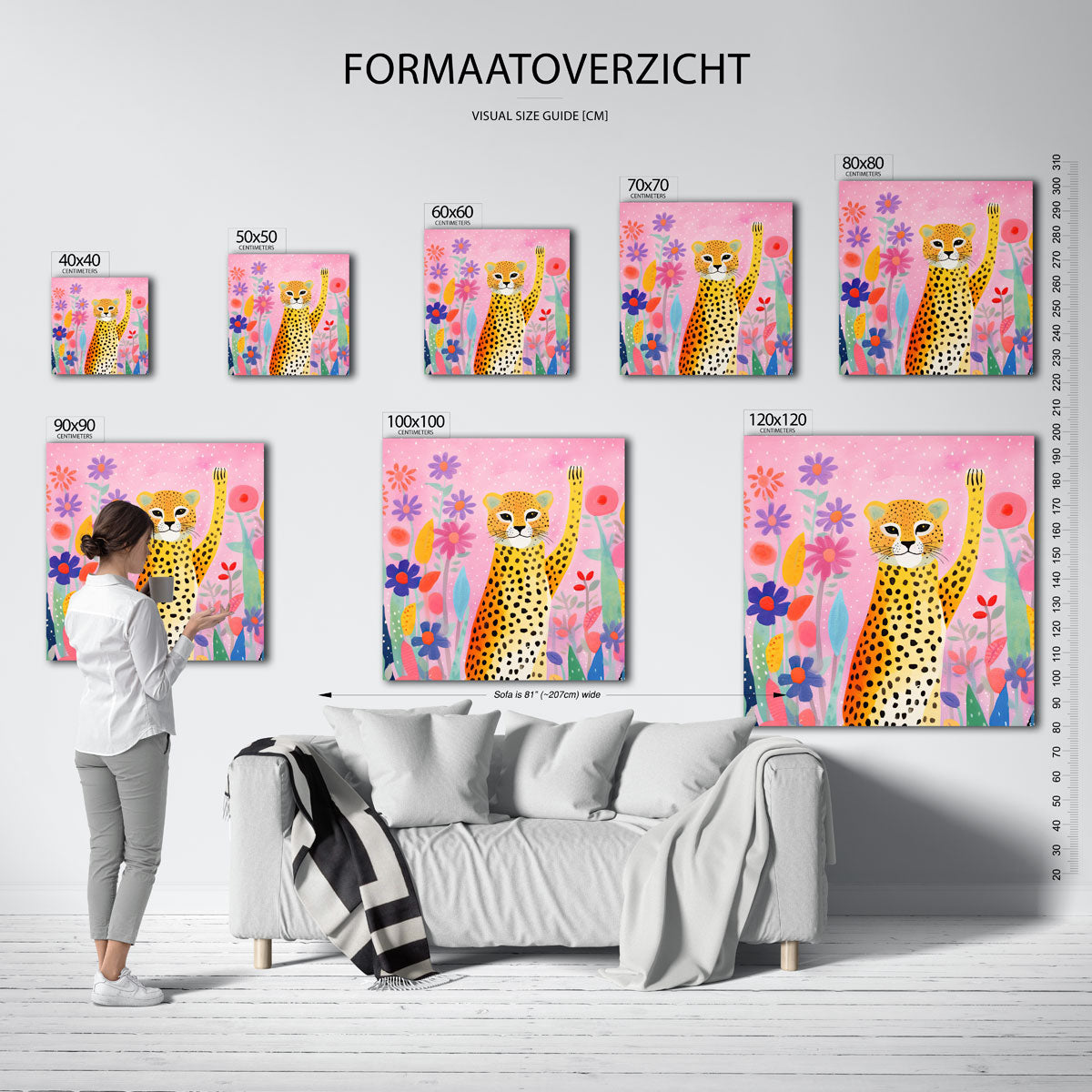 Luipaard en bloemen Poster