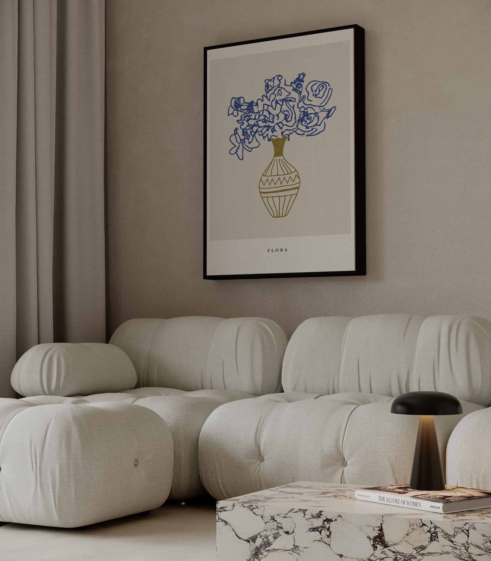 Bloeiend Geel en Blauw Kunstwerk-canvas-dibond-plexiglas-wanddecoratie-WallArtistic
