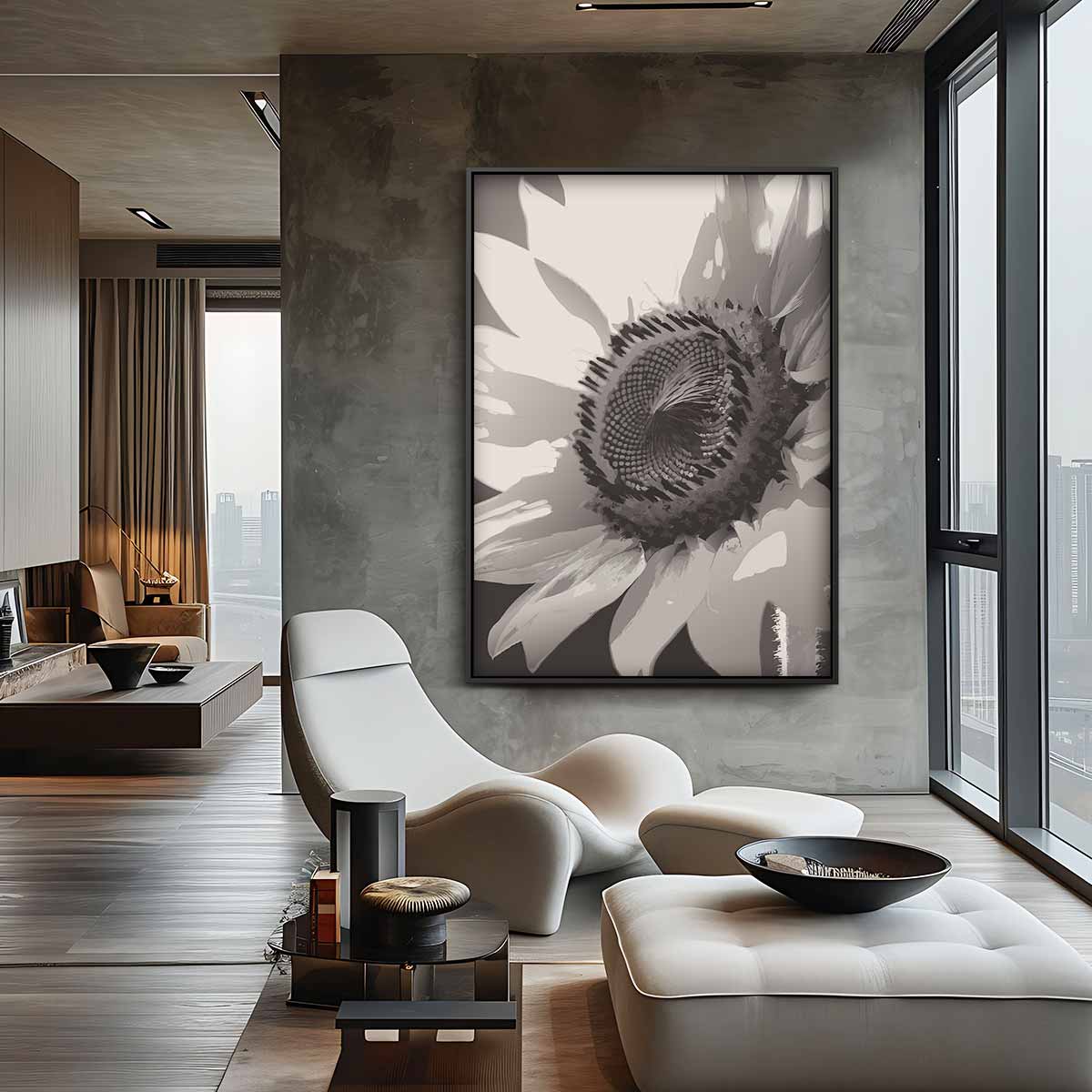 Zachte Zonnebloem Kunstwerk-canvas-dibond-plexiglas-wanddecoratie-WallArtistic