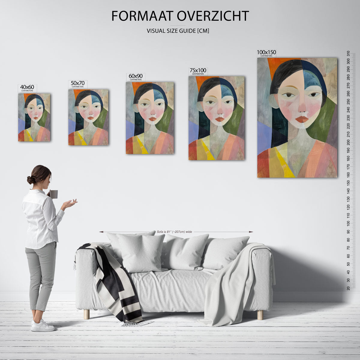 Geometrisch portret Kunstwerk