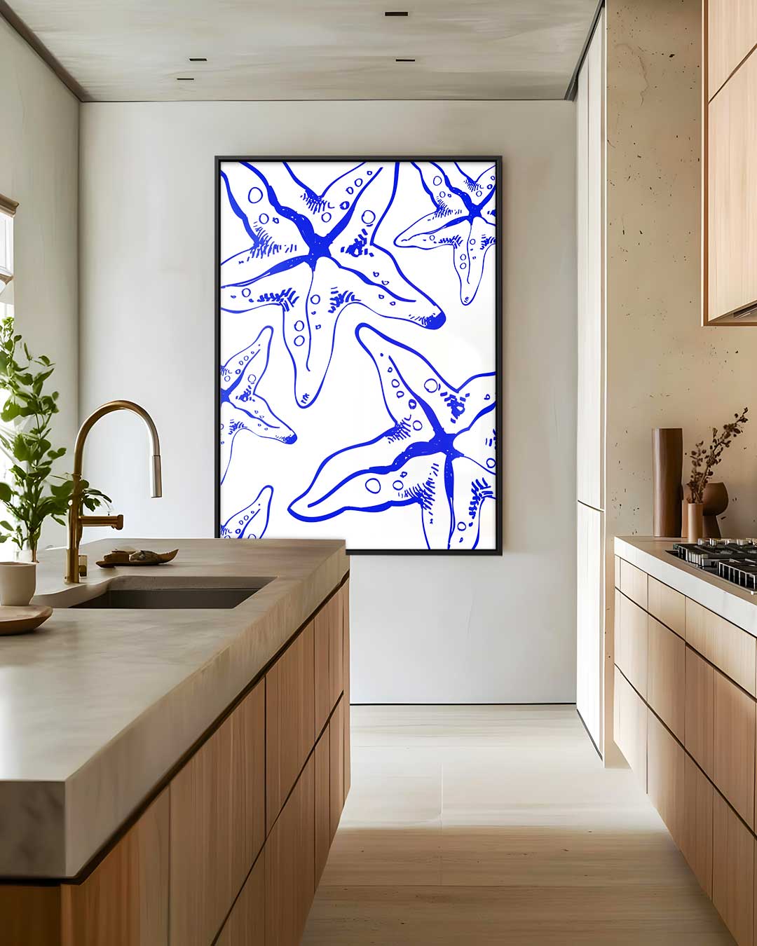 Speelse Zee Ster Illustratie Kunstwerk-canvas-dibond-plexiglas-wanddecoratie-WallArtistic