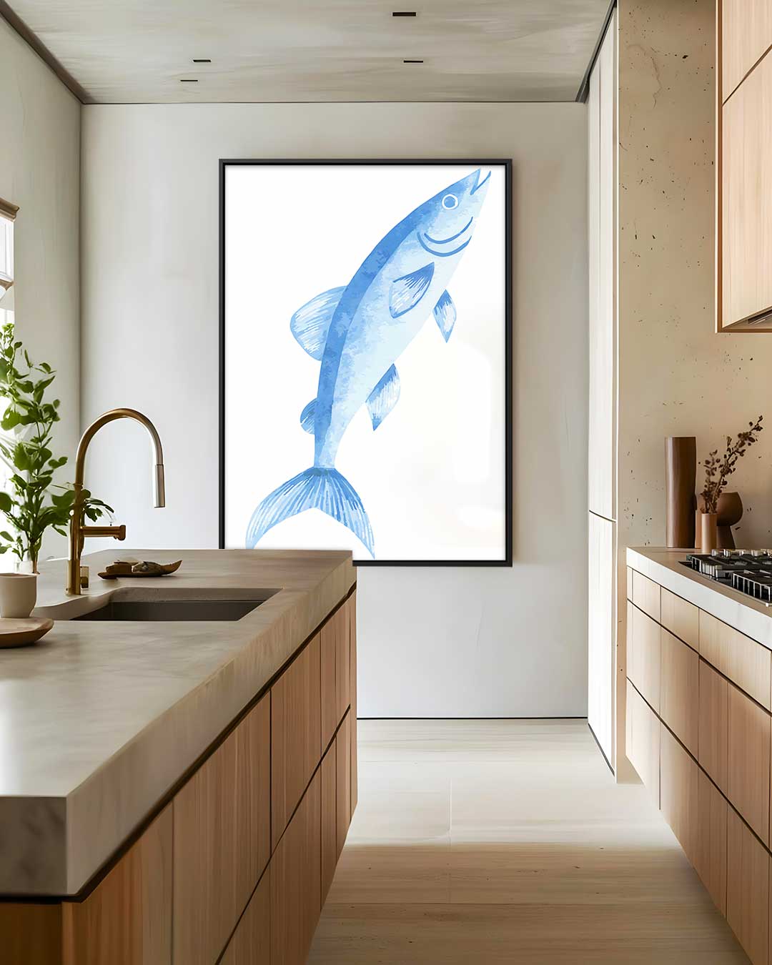 Waterverf Vis Print Kunstwerk-canvas-dibond-plexiglas-wanddecoratie-WallArtistic