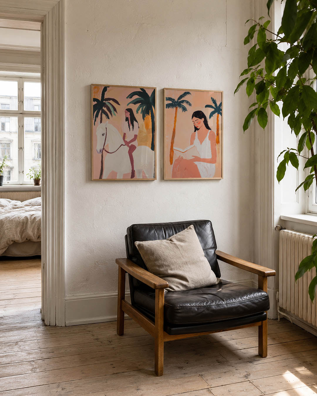 Zonsondergang en palmen Posterset