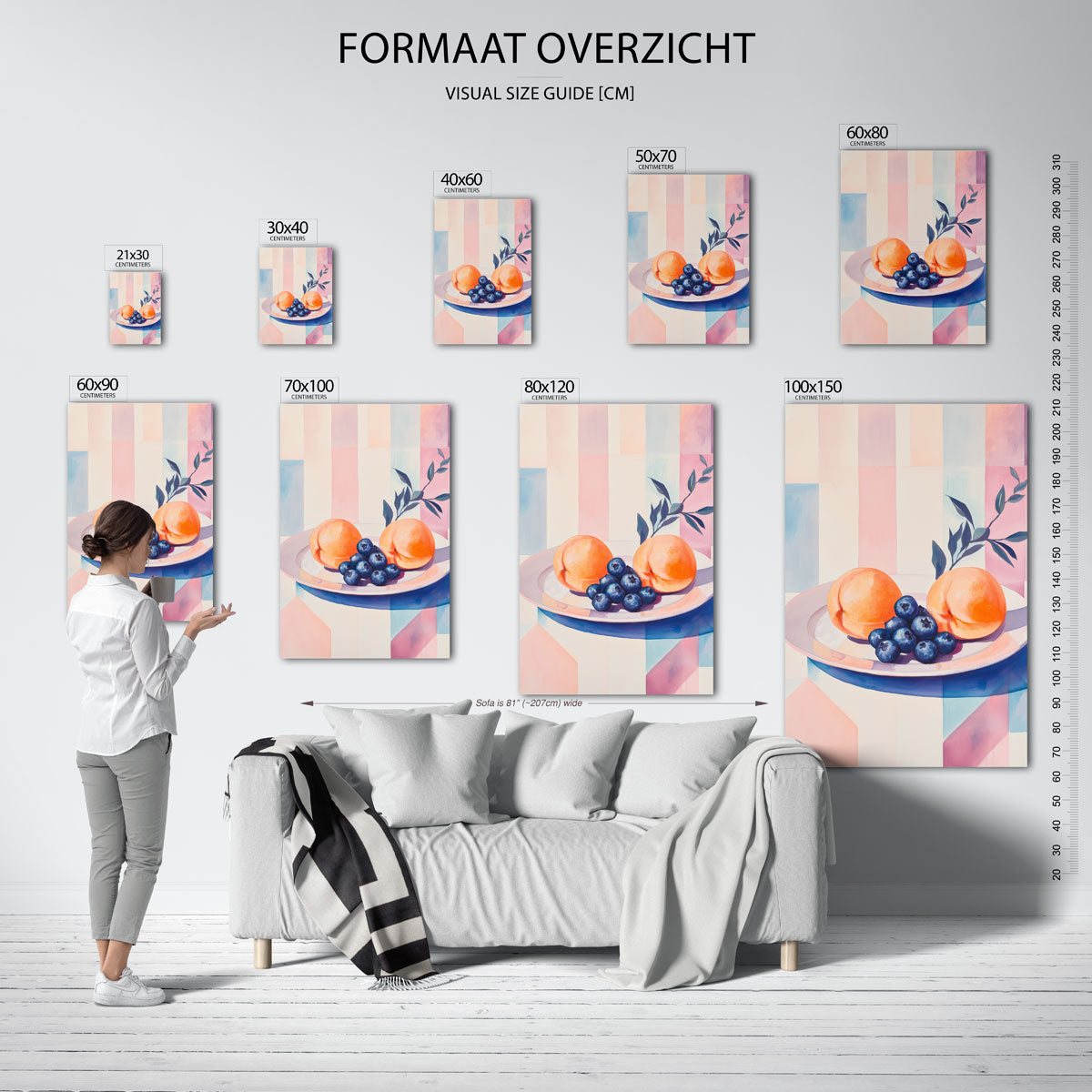 Perziken en blauwe bessen Poster