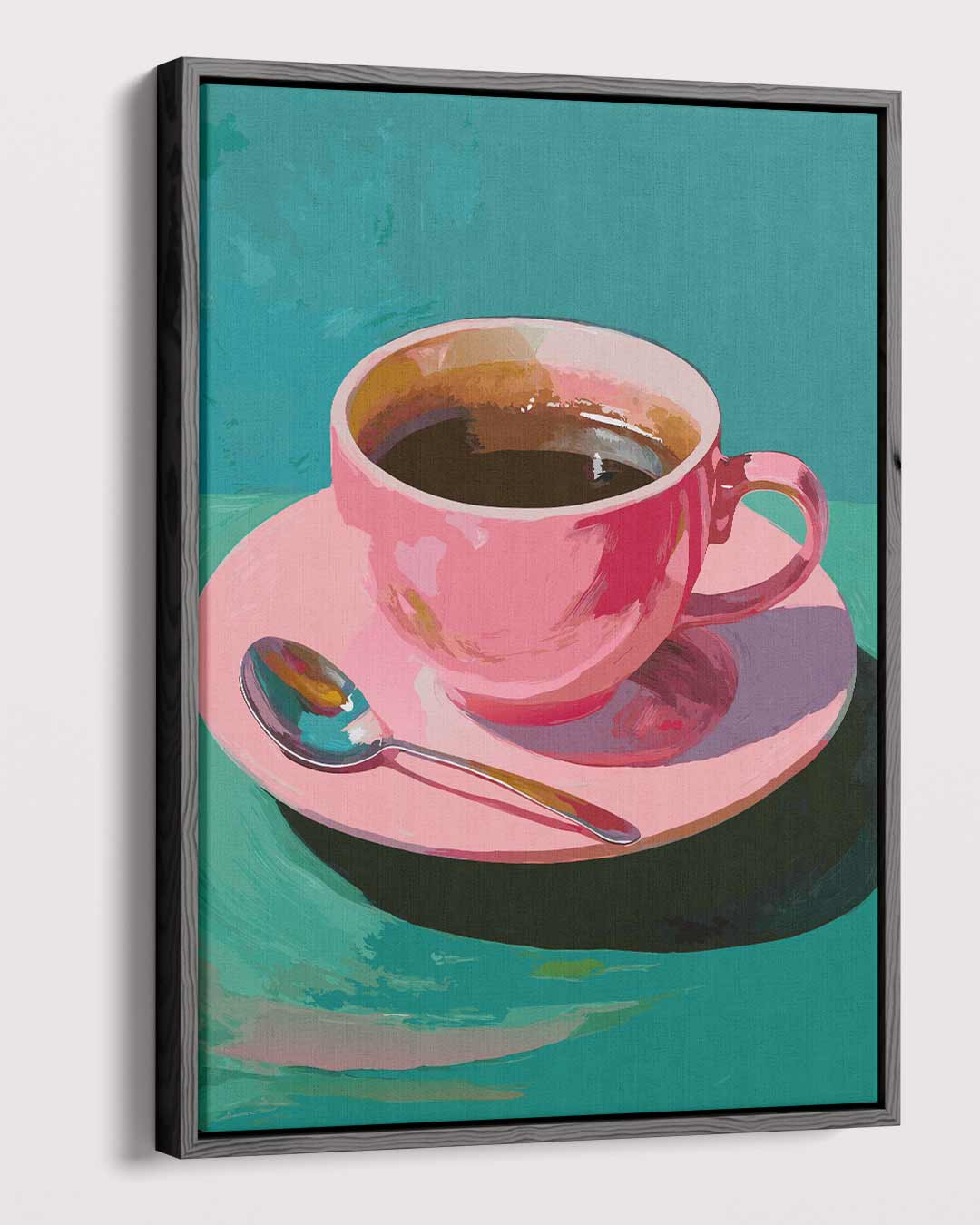 Koffie in een Roze Kopje Kunstwerk-canvas-dibond-plexiglas-wanddecoratie-WallArtistic