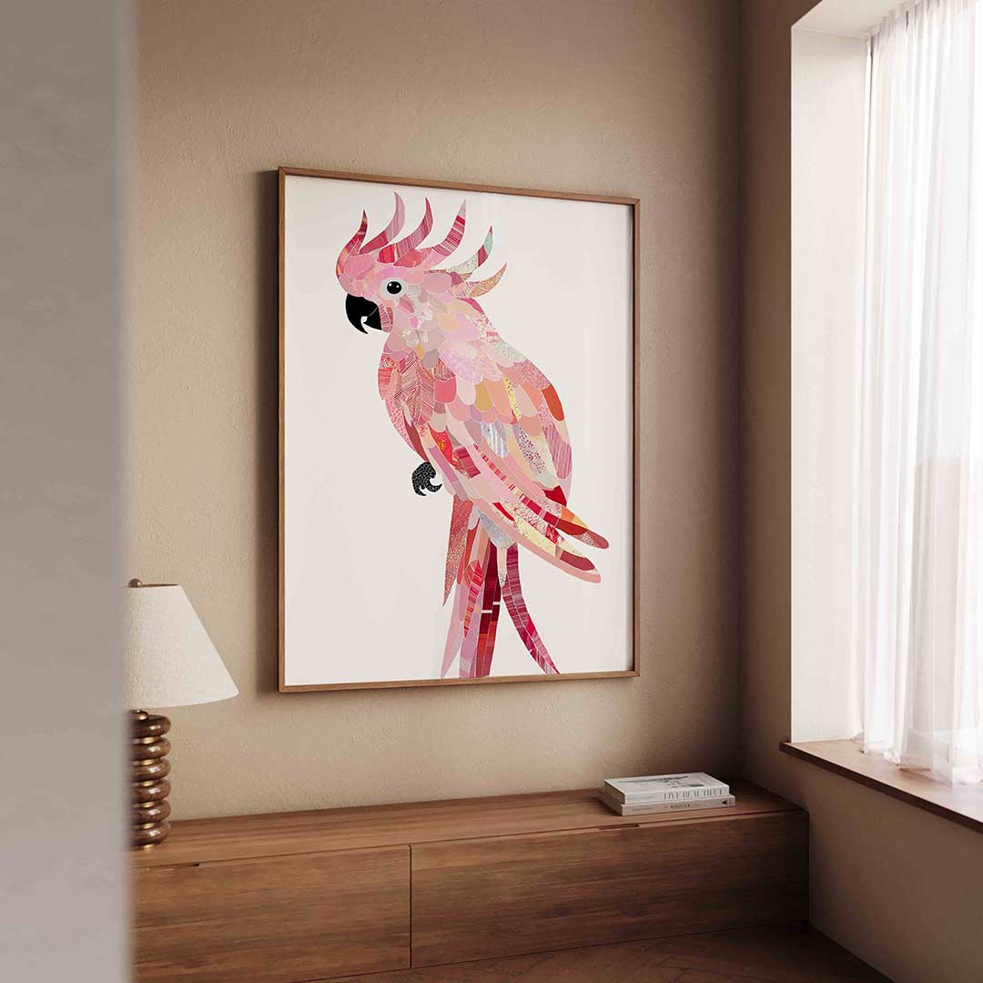 Papegaai in roze tinten Poster