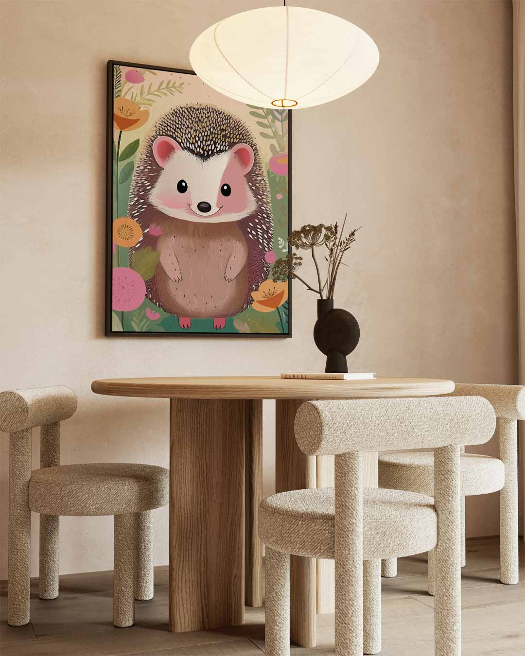 Schattige Egel in Bloementuin Kunstwerk-canvas-dibond-plexiglas-wanddecoratie-WallArtistic