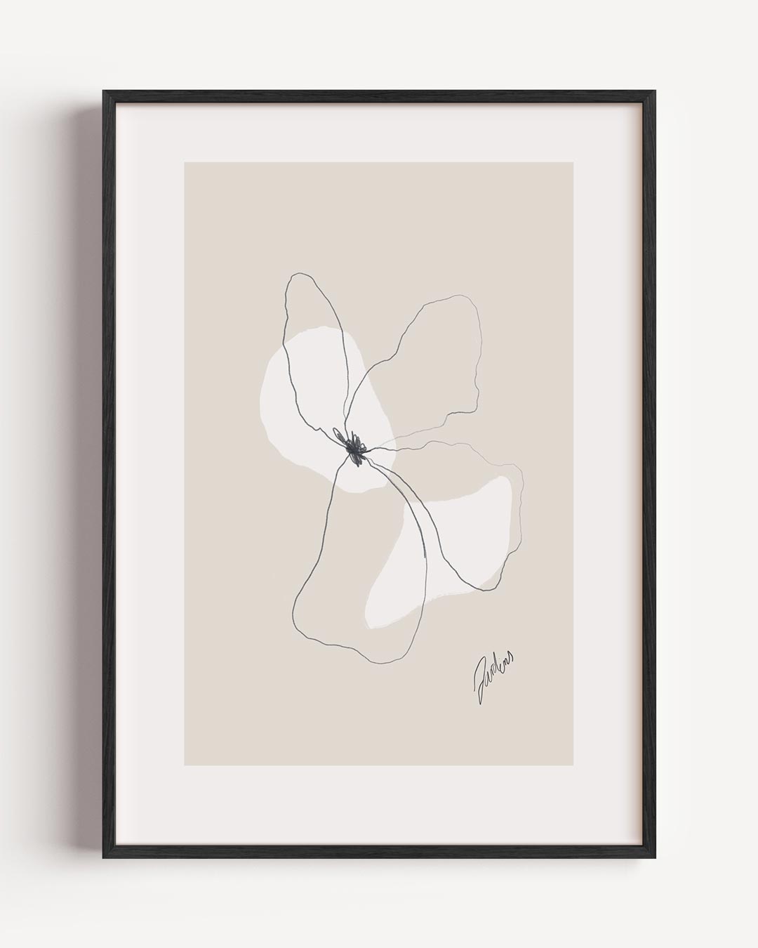 Elegante Bloemlijnkunst Poster-WallArtistic
