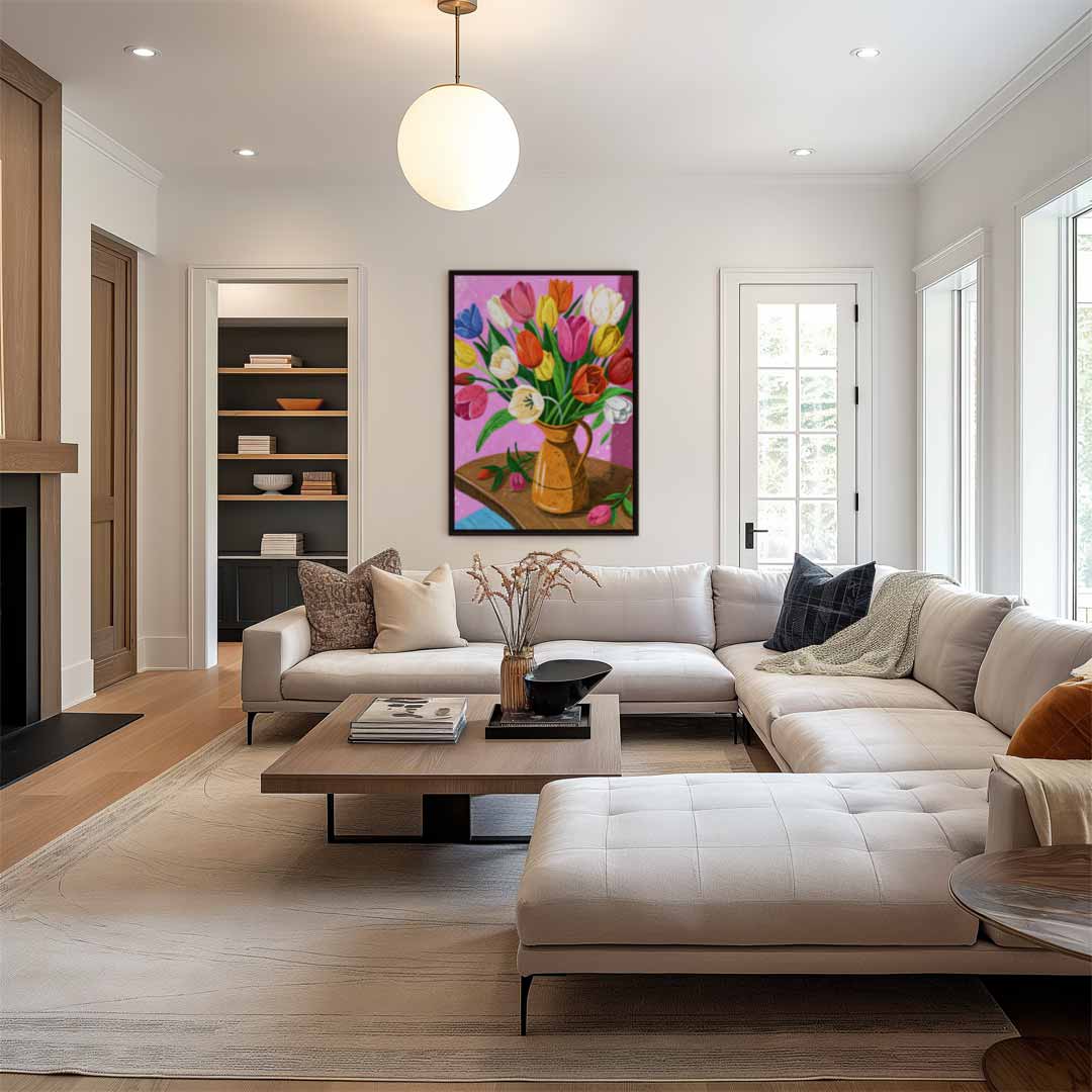 Bloeiende Boeket Illustratie Kunstwerk-canvas-dibond-plexiglas-wanddecoratie-WallArtistic