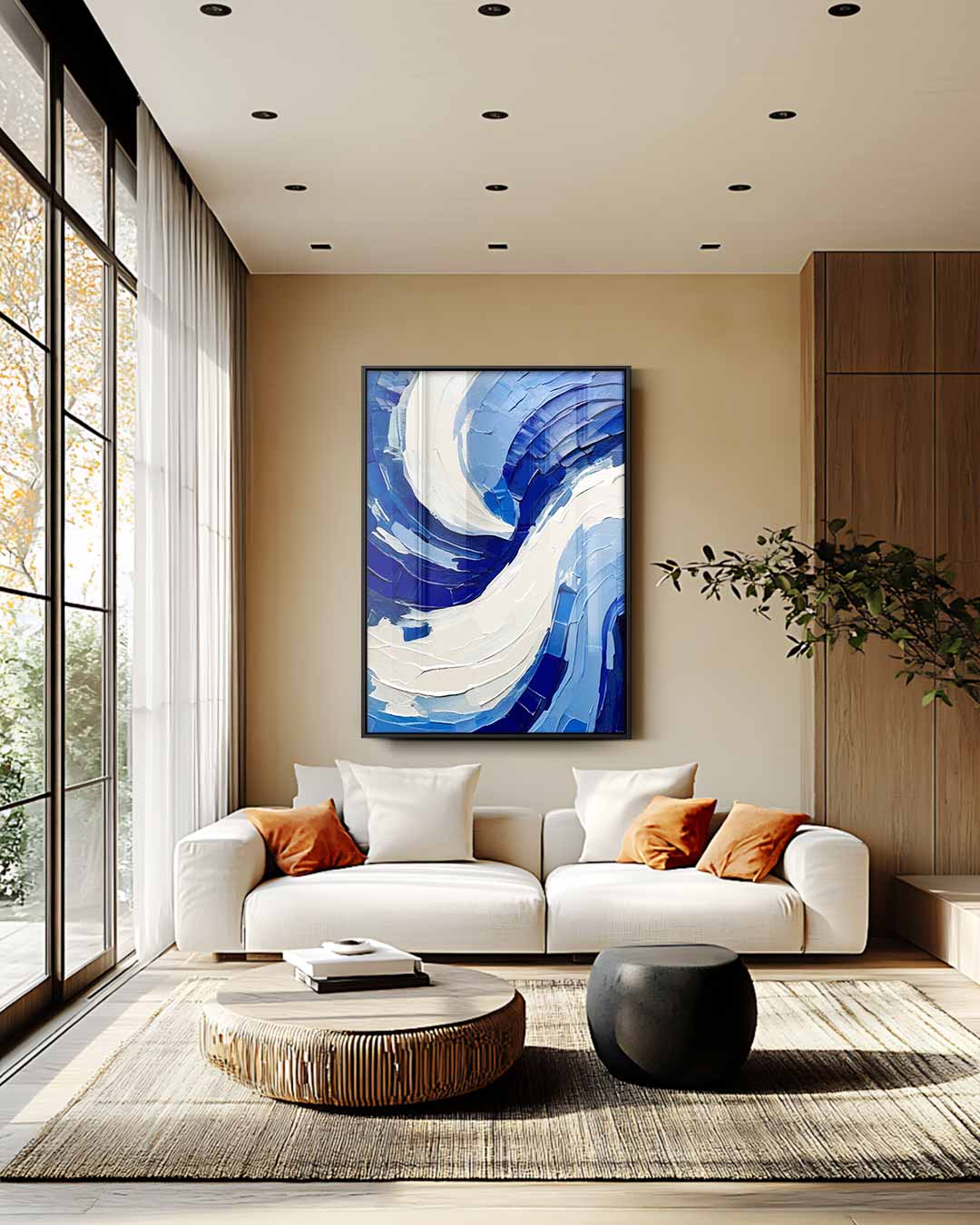 Golf van Blauwe Energie Kunstwerk-canvas-dibond-plexiglas-wanddecoratie-WallArtistic