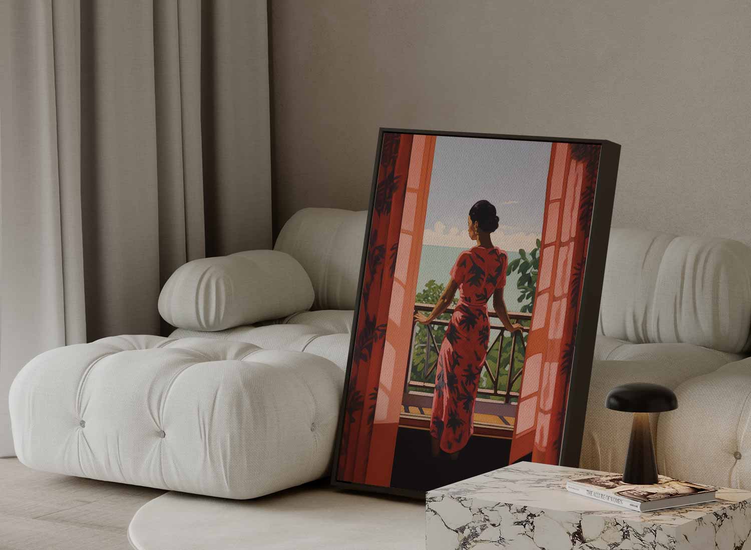 Zomers Balkonzicht Kunstwerk-canvas-dibond-plexiglas-wanddecoratie-WallArtistic