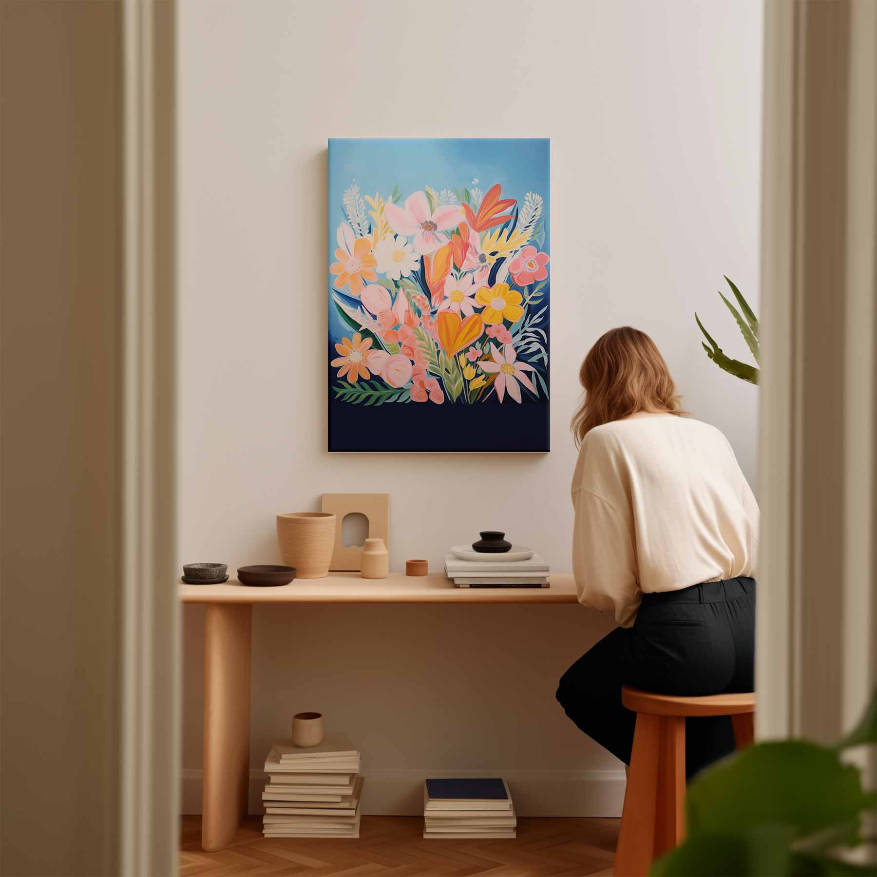 Vrolijke Bloemenpracht Kunstwerk-canvas-dibond-plexiglas-wanddecoratie-WallArtistic