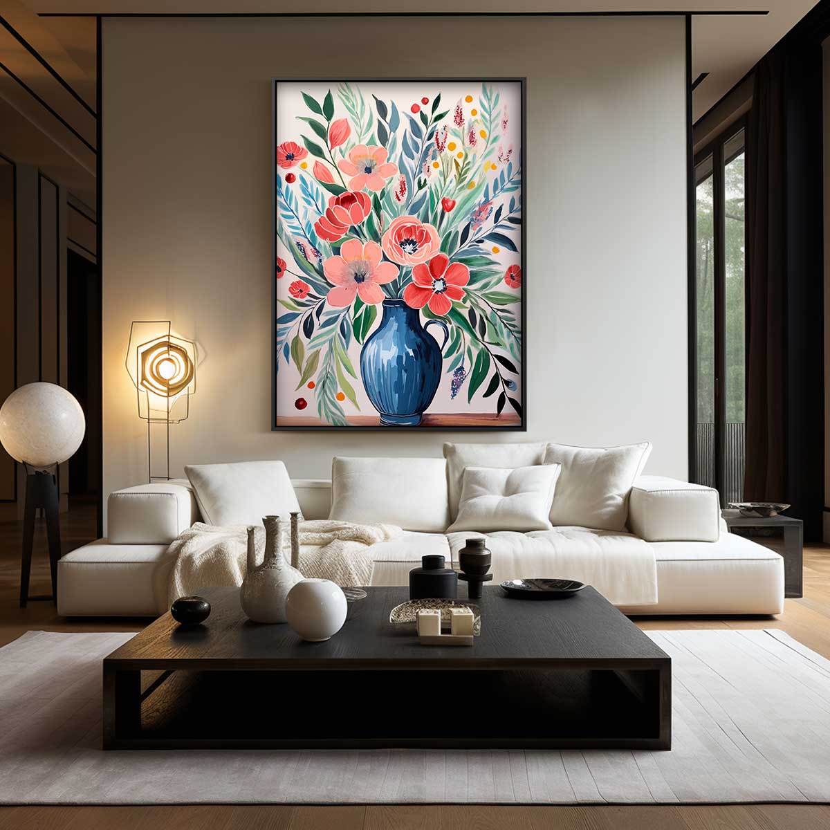 Bloemrijke Vase Kunstwerk-canvas-dibond-plexiglas-wanddecoratie-WallArtistic