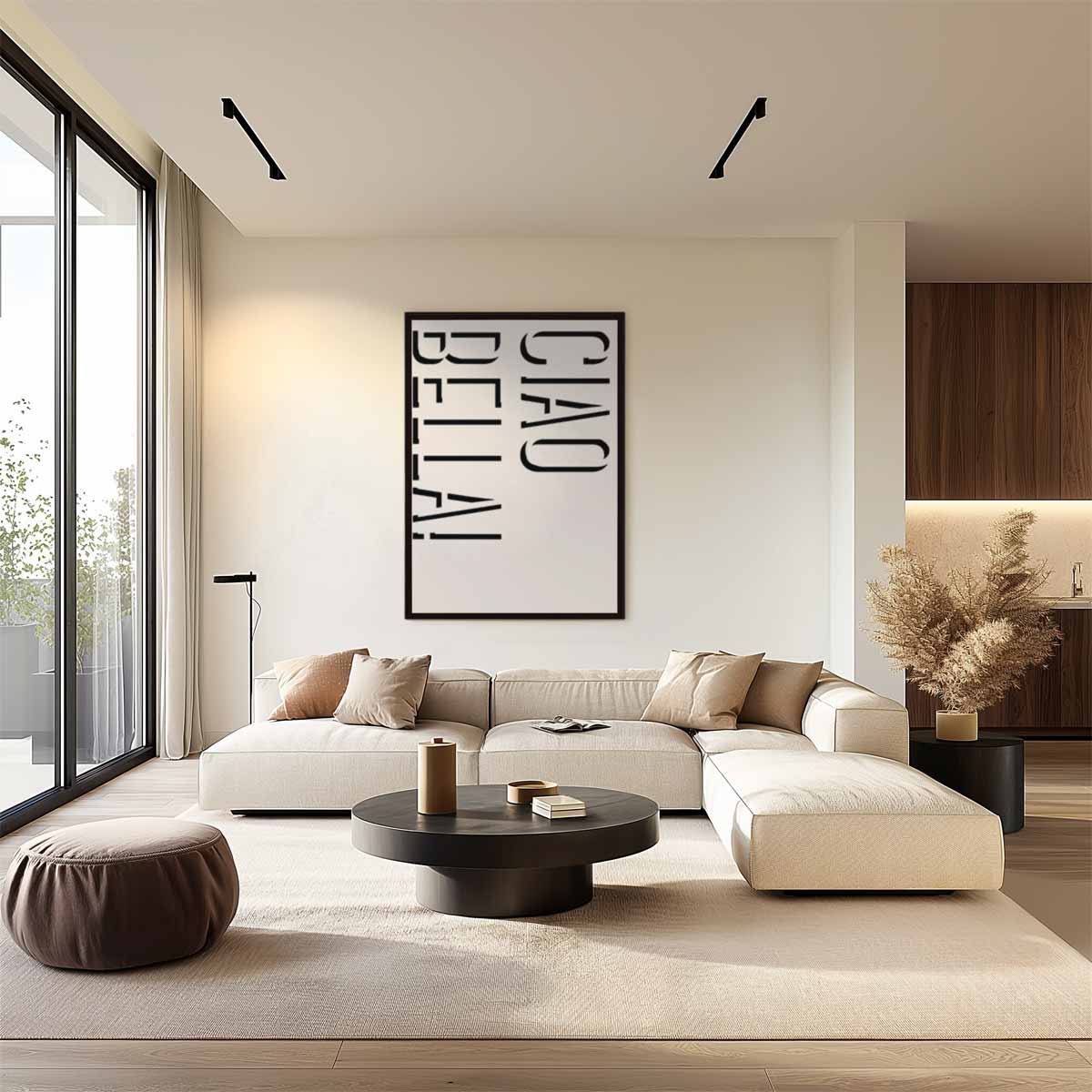 Ciao Bella Typografie Poster Kunstwerk-canvas-dibond-plexiglas-wanddecoratie-WallArtistic