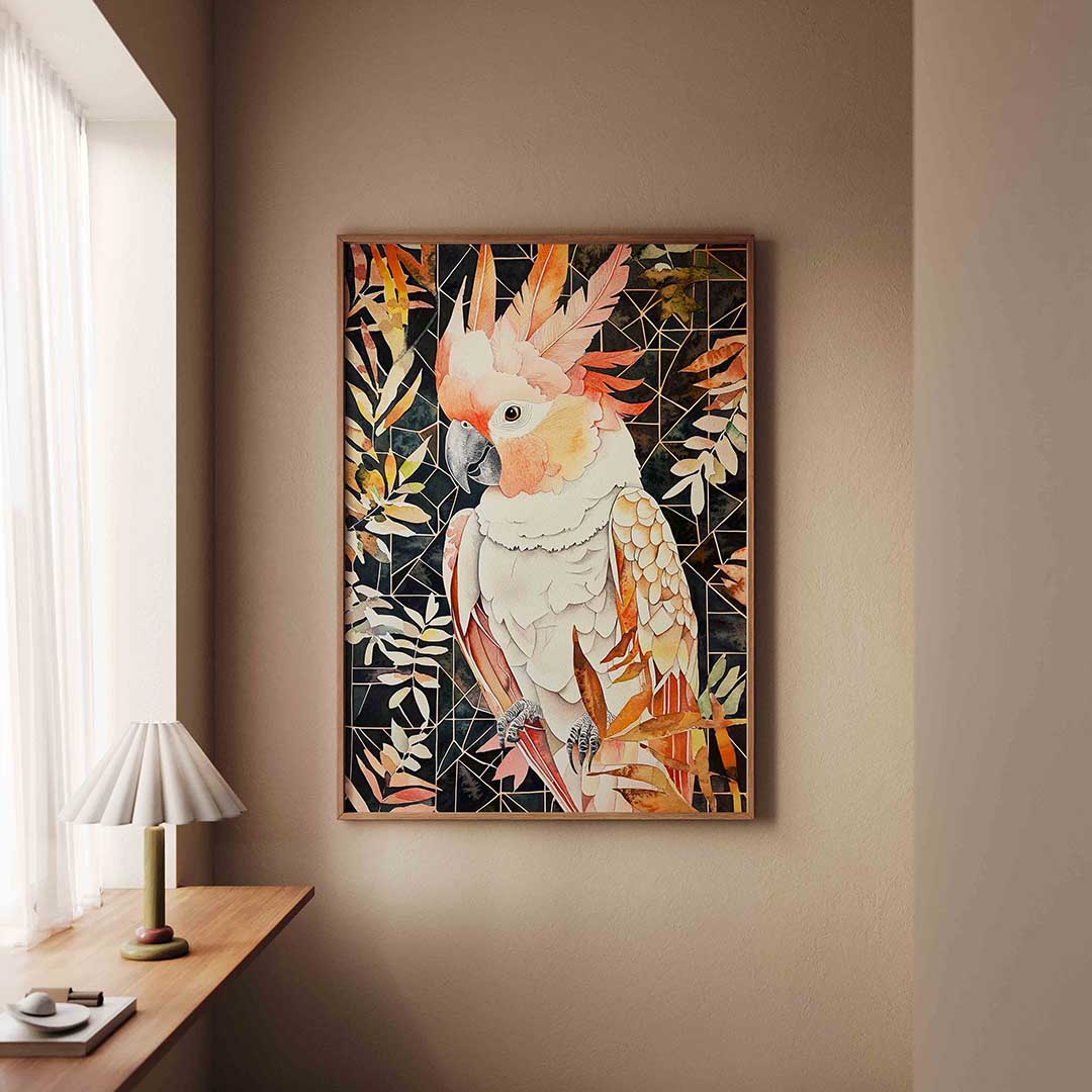 Papegaai met bladeren Poster