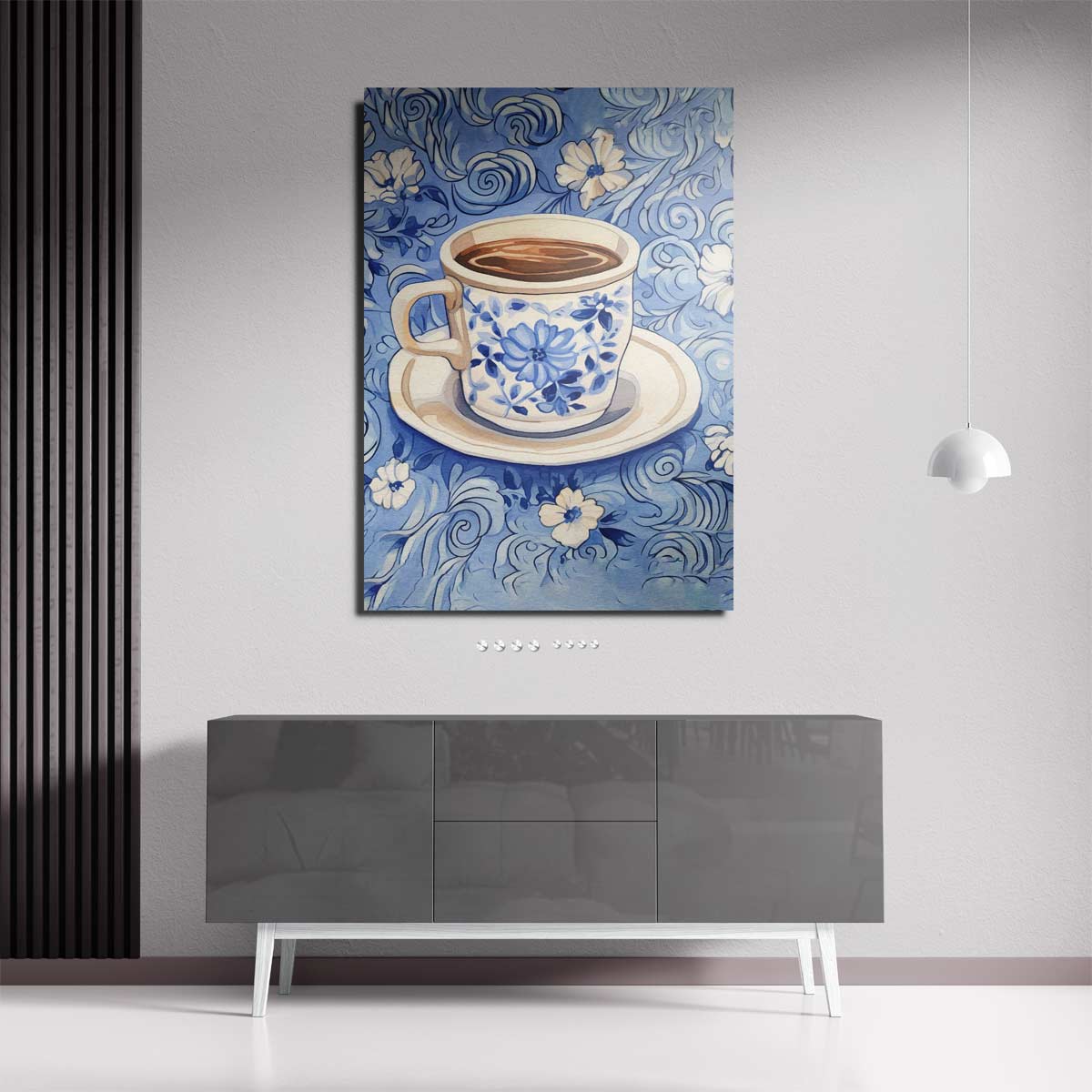 Blauwe Koffieochtend Kunstwerk-canvas-dibond-plexiglas-wanddecoratie-WallArtistic