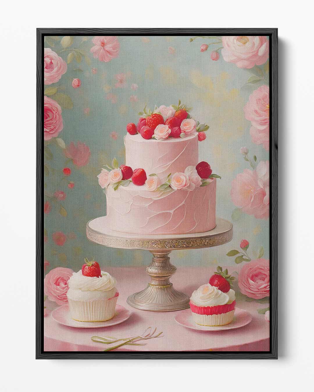 Romantisch Rozen Gebak Schilderij Kunstwerk-canvas-dibond-plexiglas-wanddecoratie-WallArtistic