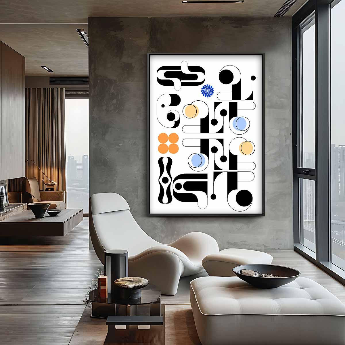 Abstracte Geometrische Compositie Kunstwerk-canvas-dibond-plexiglas-wanddecoratie-WallArtistic