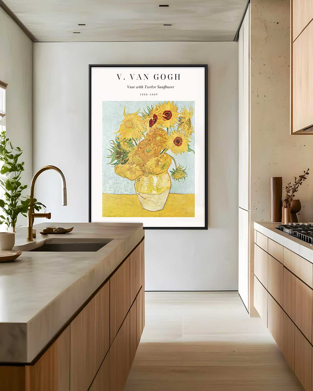 Zonnebloemen in Vaas Kunstwerk-canvas-dibond-plexiglas-wanddecoratie-WallArtistic