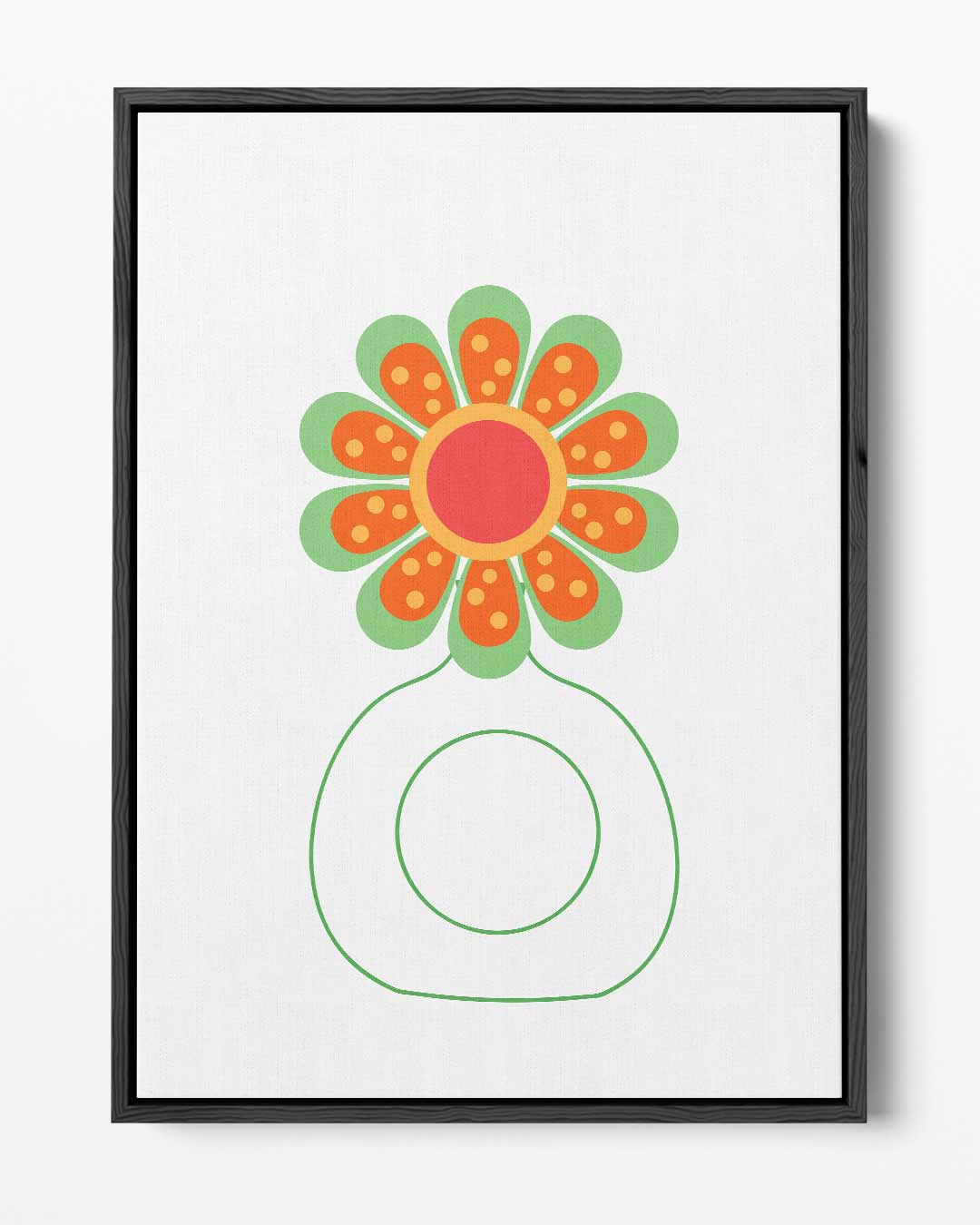 Vrolijke Bloem Illustratie Kunstwerk-canvas-dibond-plexiglas-wanddecoratie-WallArtistic