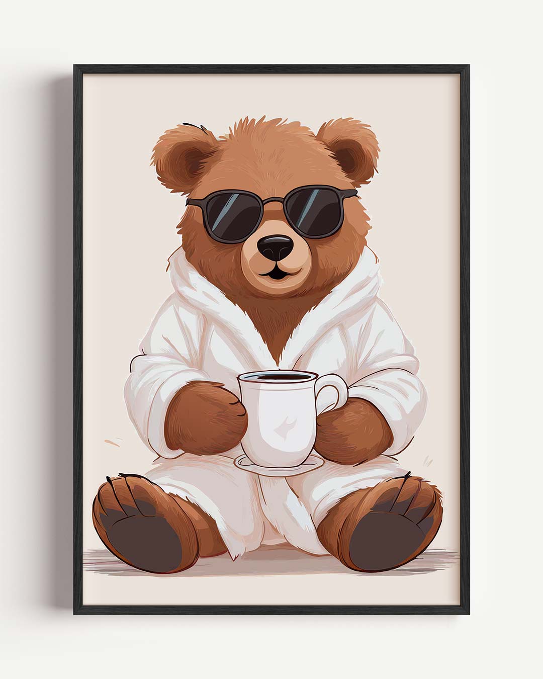 Chillende Beer met Koffie Poster