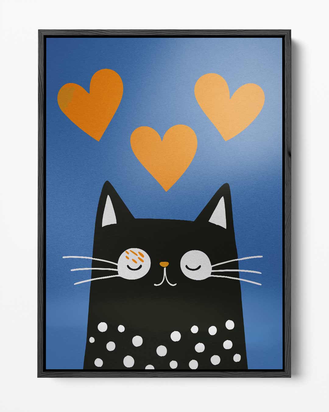 Vrolijke Kat met Liefdesharten Kunstwerk-canvas-dibond-plexiglas-wanddecoratie-WallArtistic