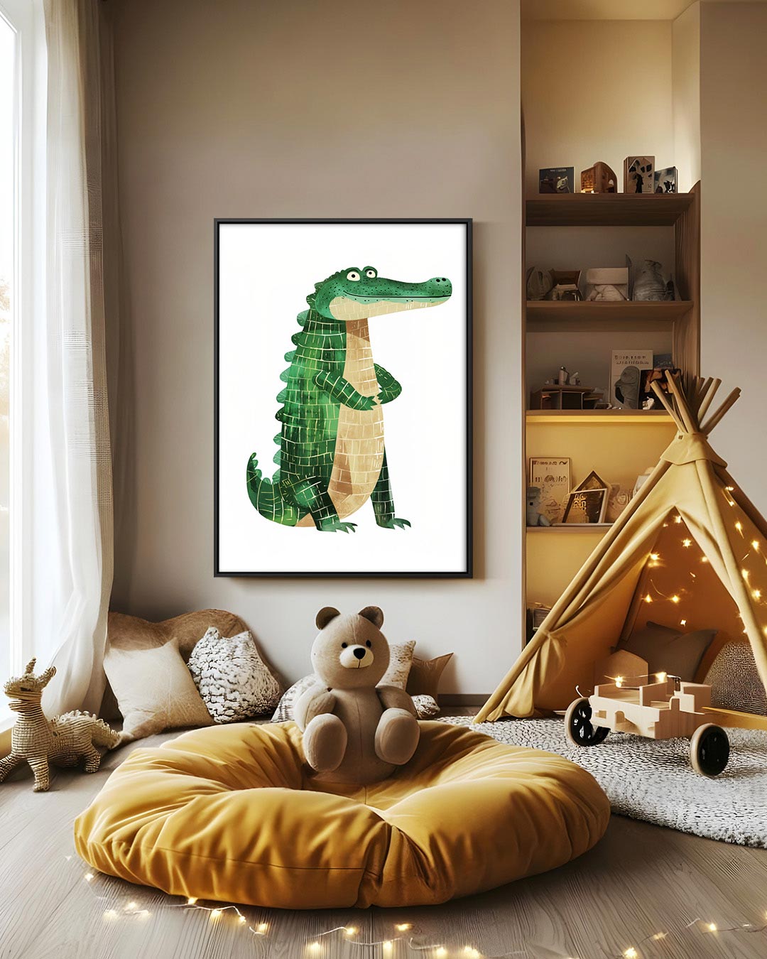 Vrolijke krokodil illustratie Kunstwerk