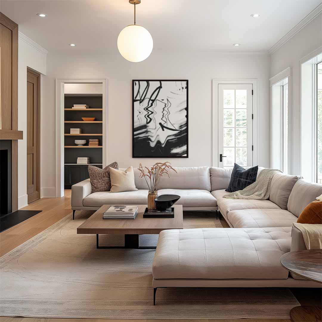 Modern Abstracte Zwart-Wit Print Kunstwerk-canvas-dibond-plexiglas-wanddecoratie-WallArtistic