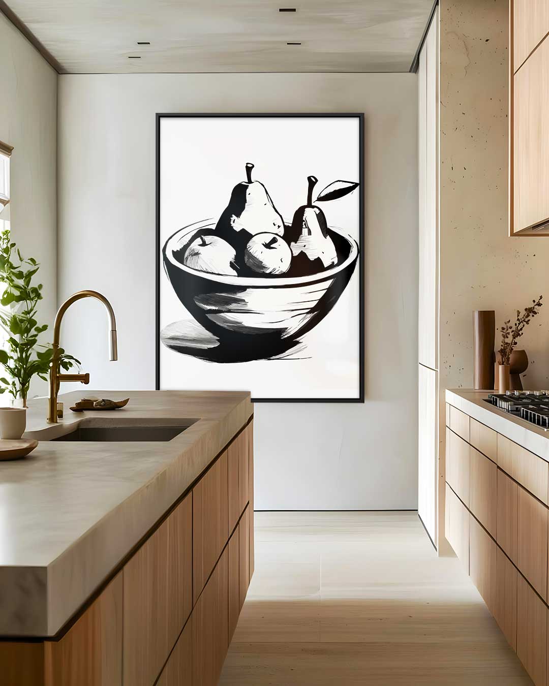 Stijlvolle Fruitkom Schets Kunstwerk-canvas-dibond-plexiglas-wanddecoratie-WallArtistic