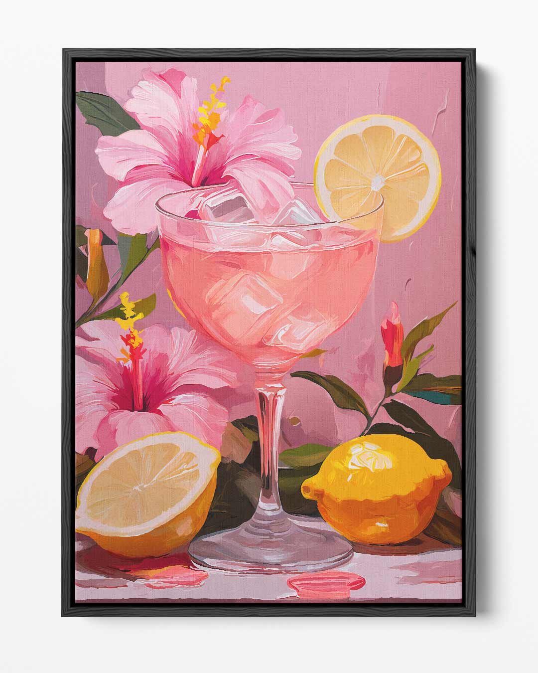 Zomerse Cocktail met Hibiscus en Citroen Kunstwerk-canvas-dibond-plexiglas-wanddecoratie-WallArtistic