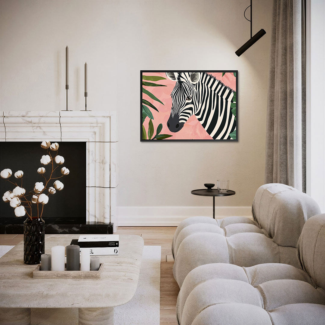 Zebra en bladeren Kunstwerk