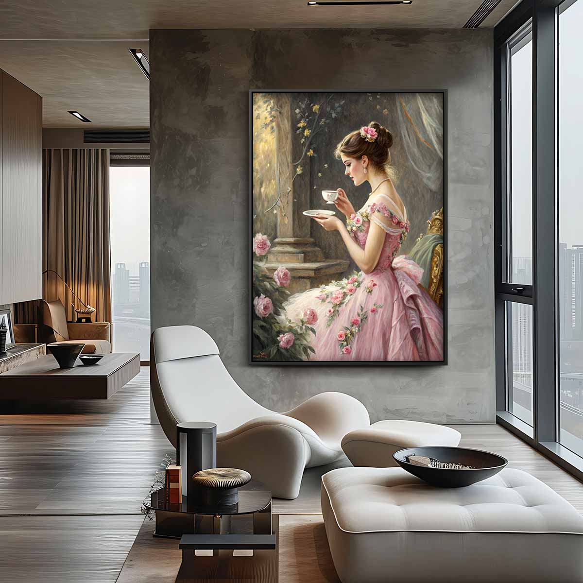 Dromerige Theetijd Kunstwerk-canvas-dibond-plexiglas-wanddecoratie-WallArtistic