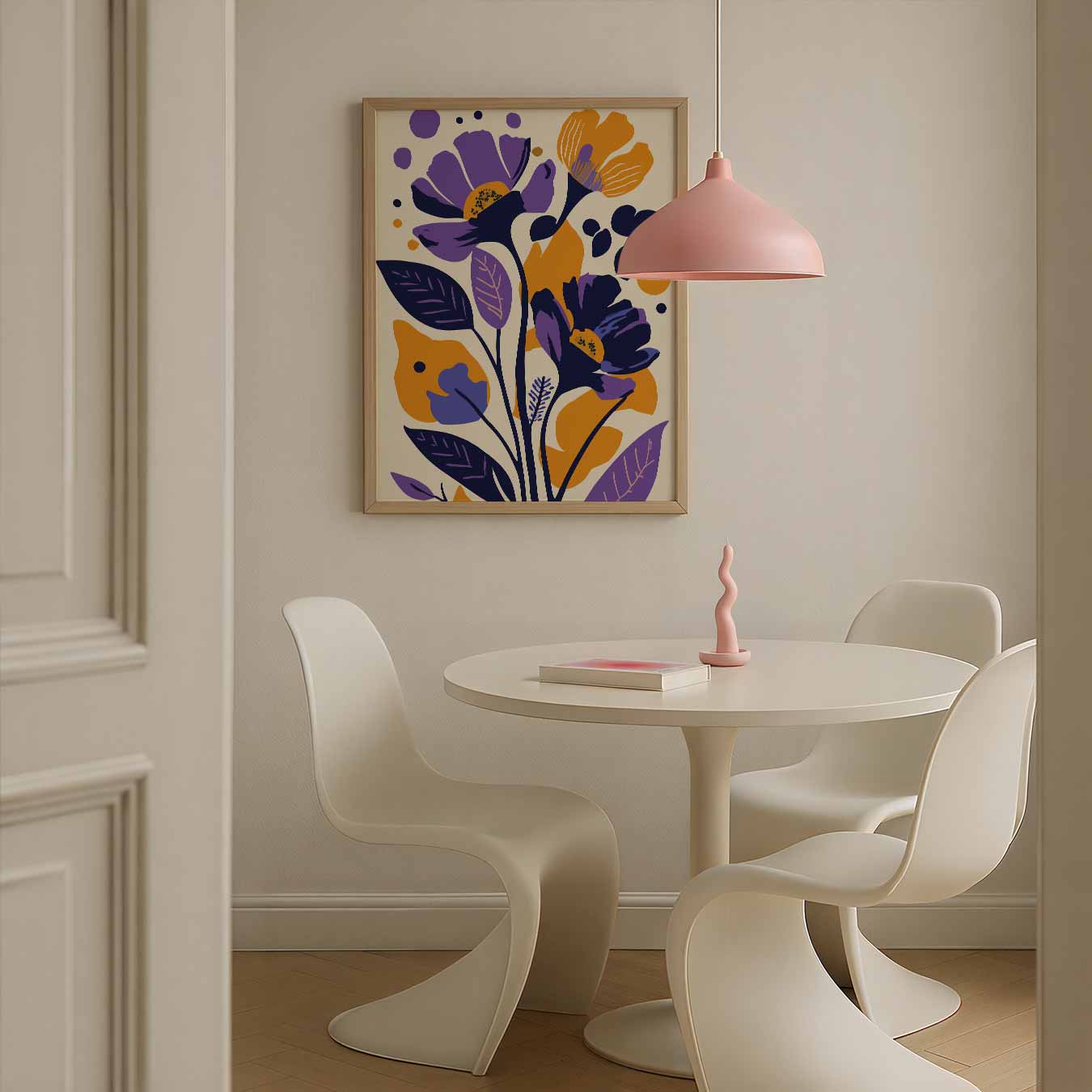 Bloemenpracht in Paars en Oranje Poster