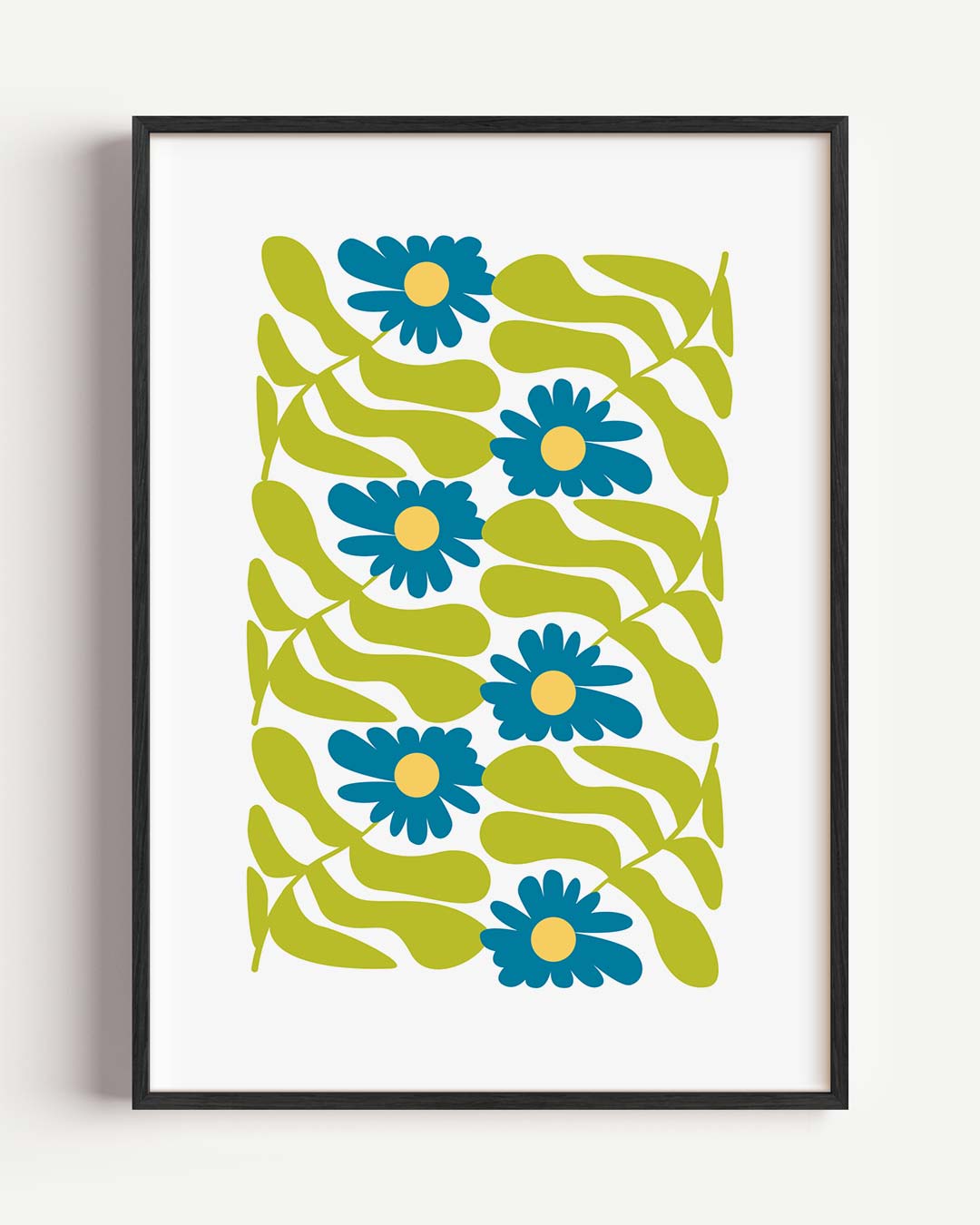 Bloemenpracht in Blauw en Groen Poster
