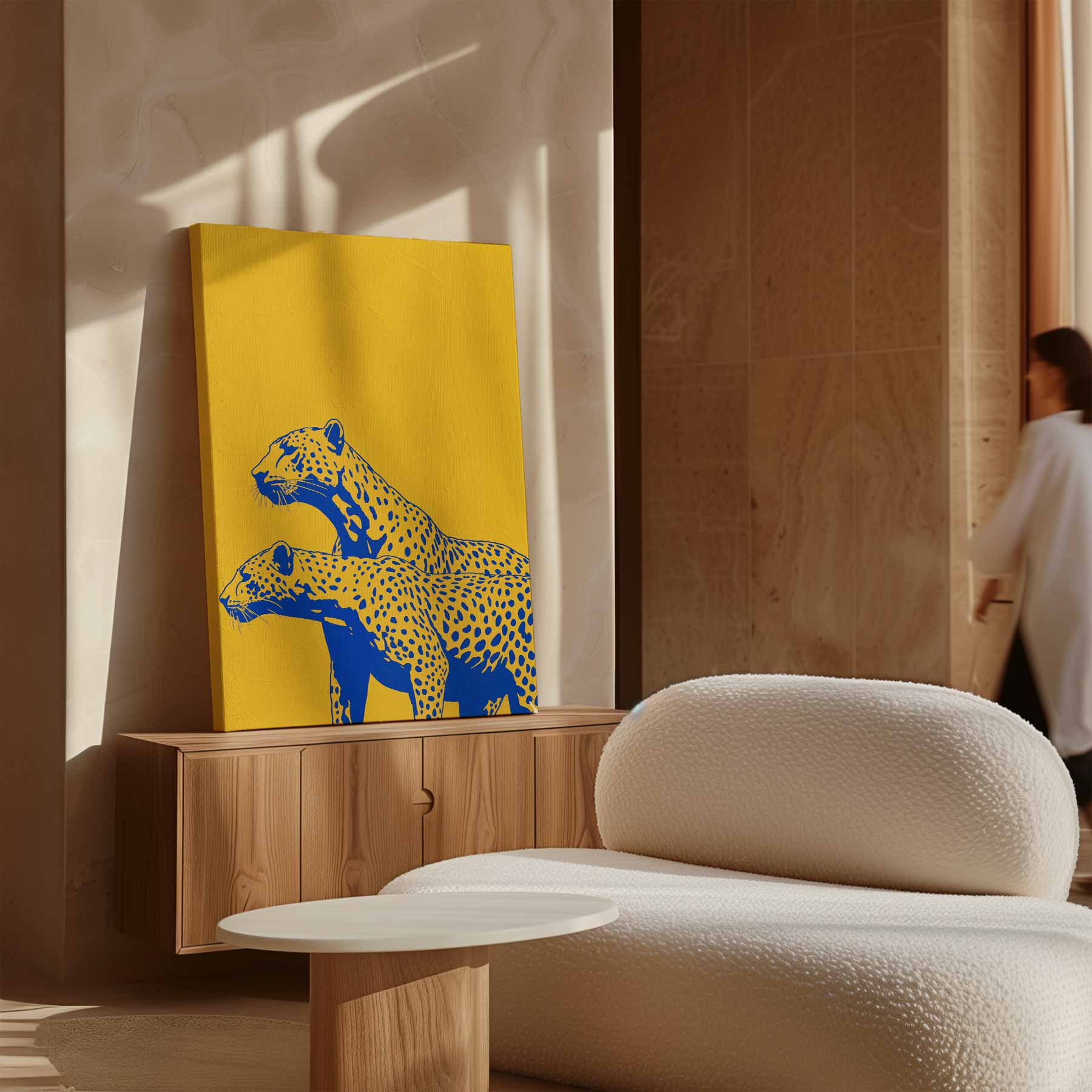 Elegante Cheetahs in Kleur Kunstwerk-canvas-dibond-plexiglas-wanddecoratie-WallArtistic