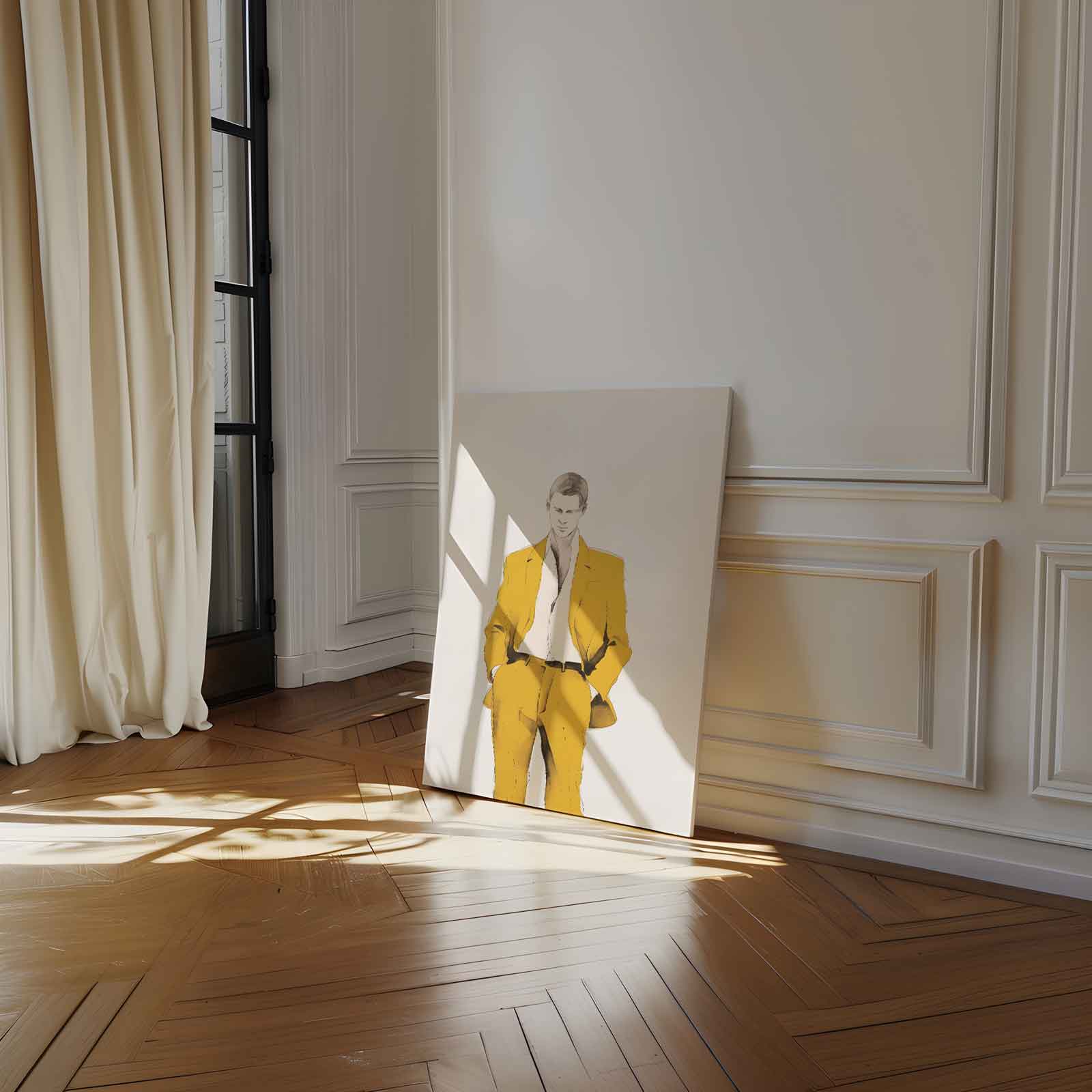 Elegante Stijl in Geel Kunstwerk-canvas-dibond-plexiglas-wanddecoratie-WallArtistic