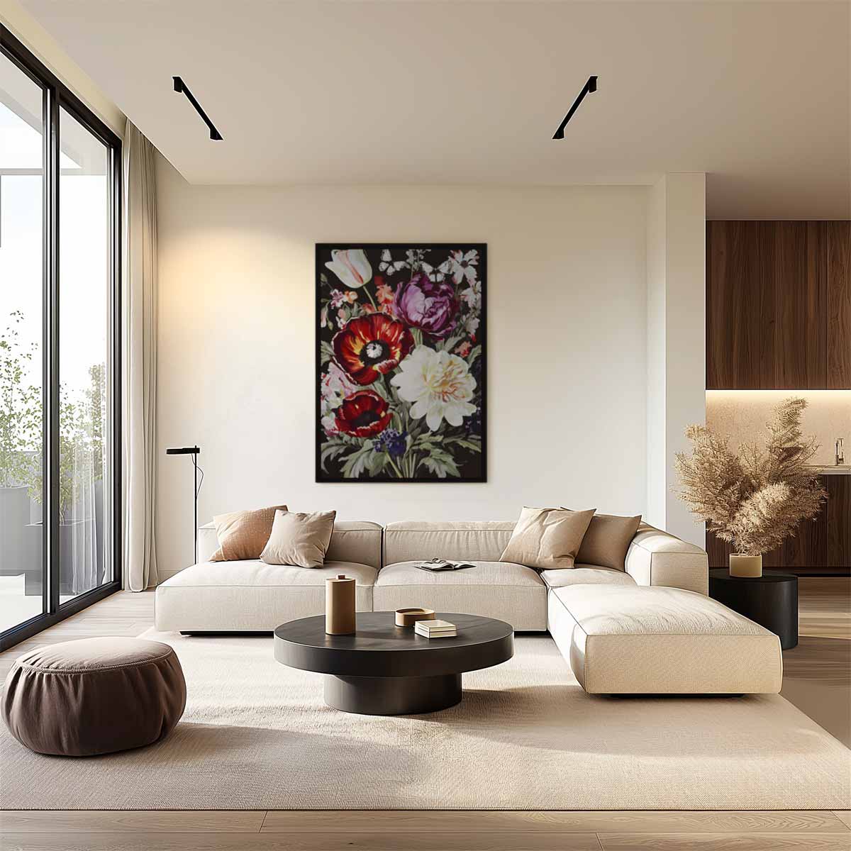 Bloemen en Vlinders Schilderij Kunstwerk-canvas-dibond-plexiglas-wanddecoratie-WallArtistic