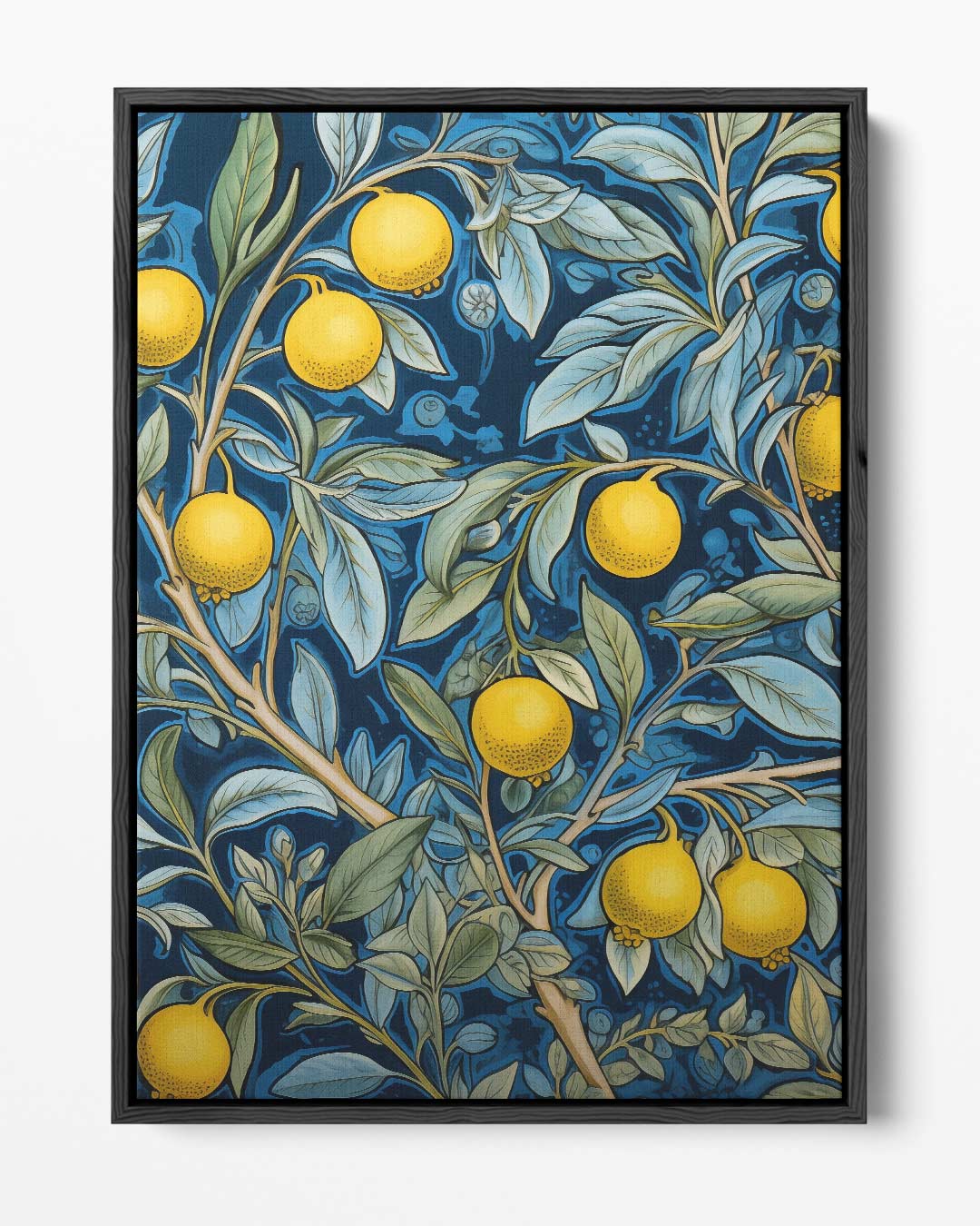 Zonnige Citroenen op Blauw Kunstwerk-canvas-dibond-plexiglas-wanddecoratie-WallArtistic
