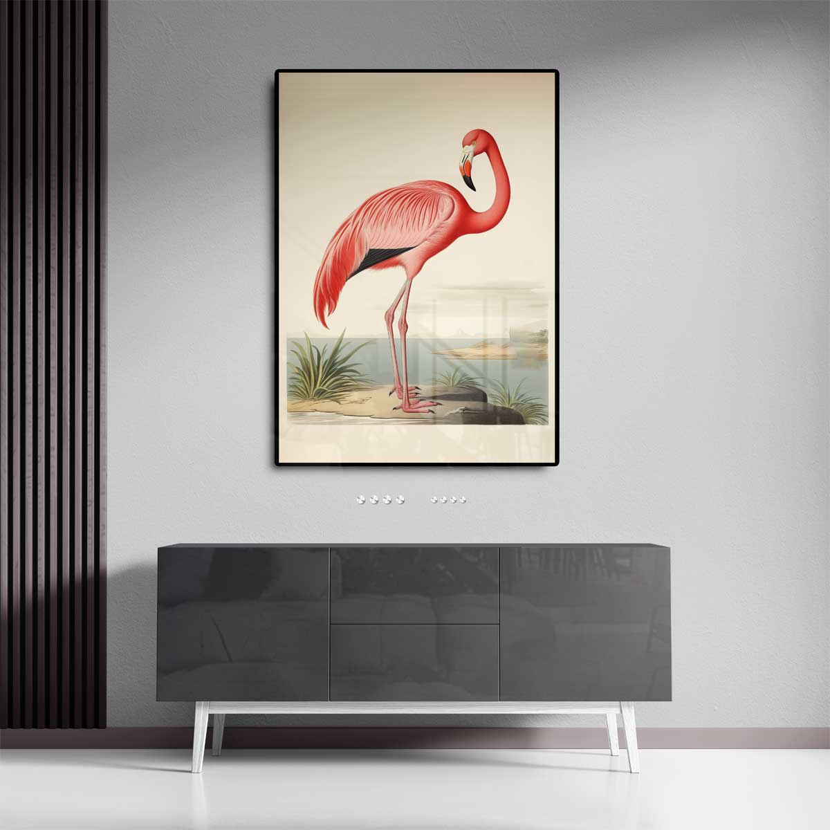 Elegante Flamingo Print Kunstwerk-canvas-dibond-plexiglas-wanddecoratie-WallArtistic