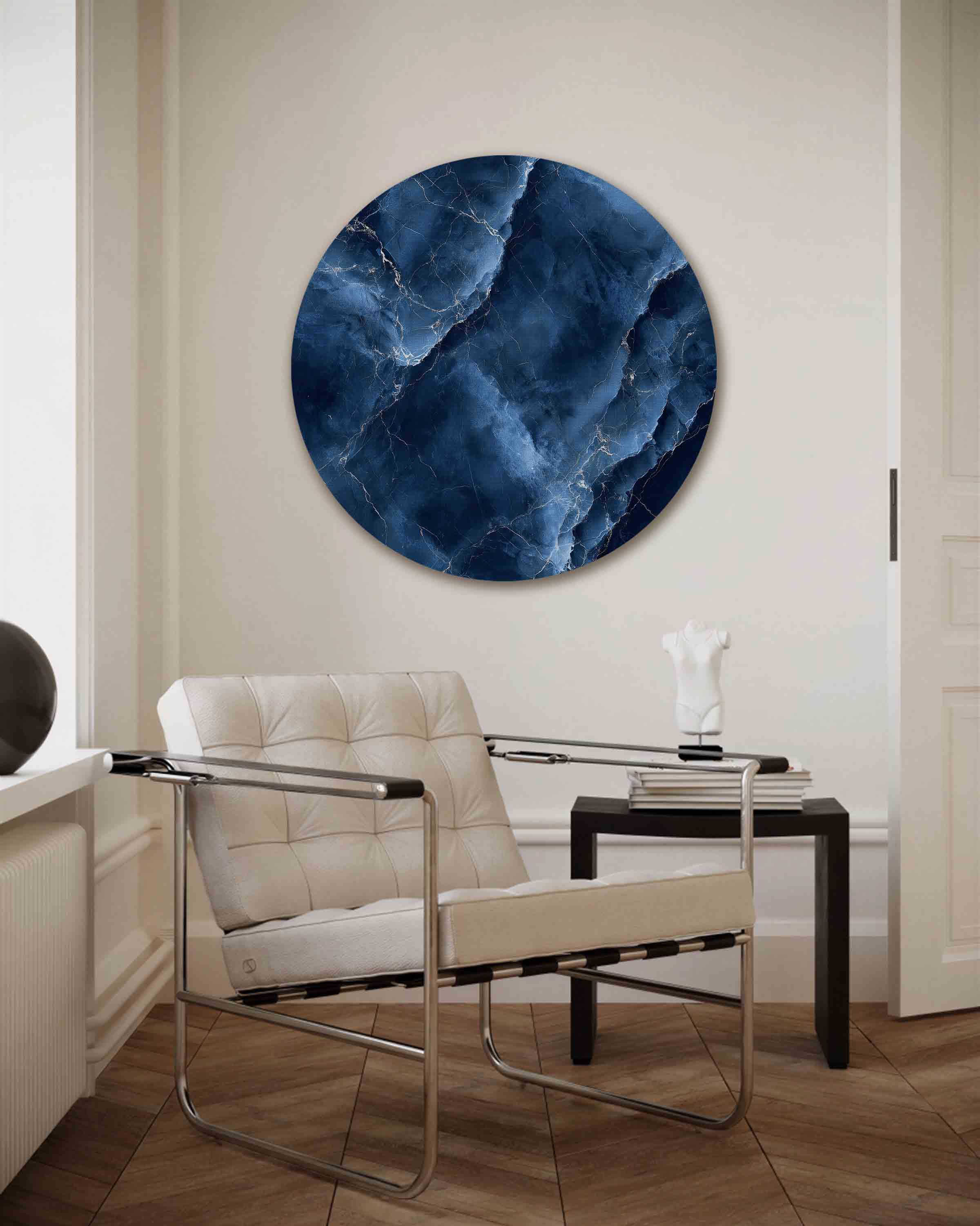 Blauwe marmerstructuur Muurcirkel