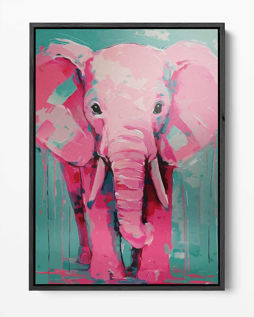 Vrolijke Roze Olifant Kunstwerk-canvas-dibond-plexiglas-wanddecoratie-WallArtistic