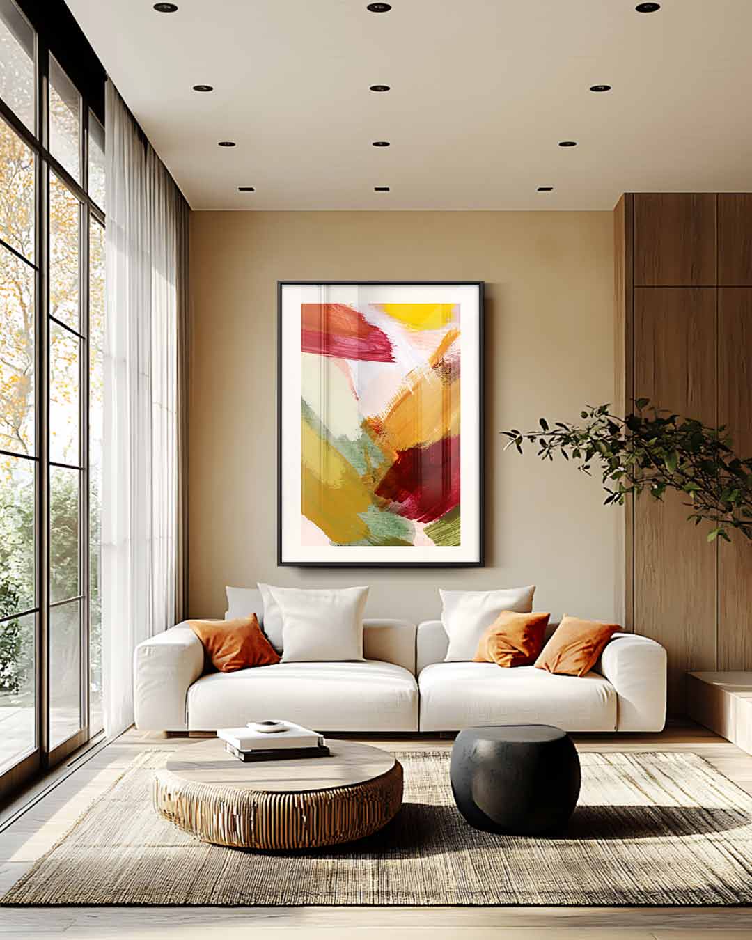 Kleurrijke Streken Symphony Kunstwerk-canvas-dibond-plexiglas-wanddecoratie-WallArtistic