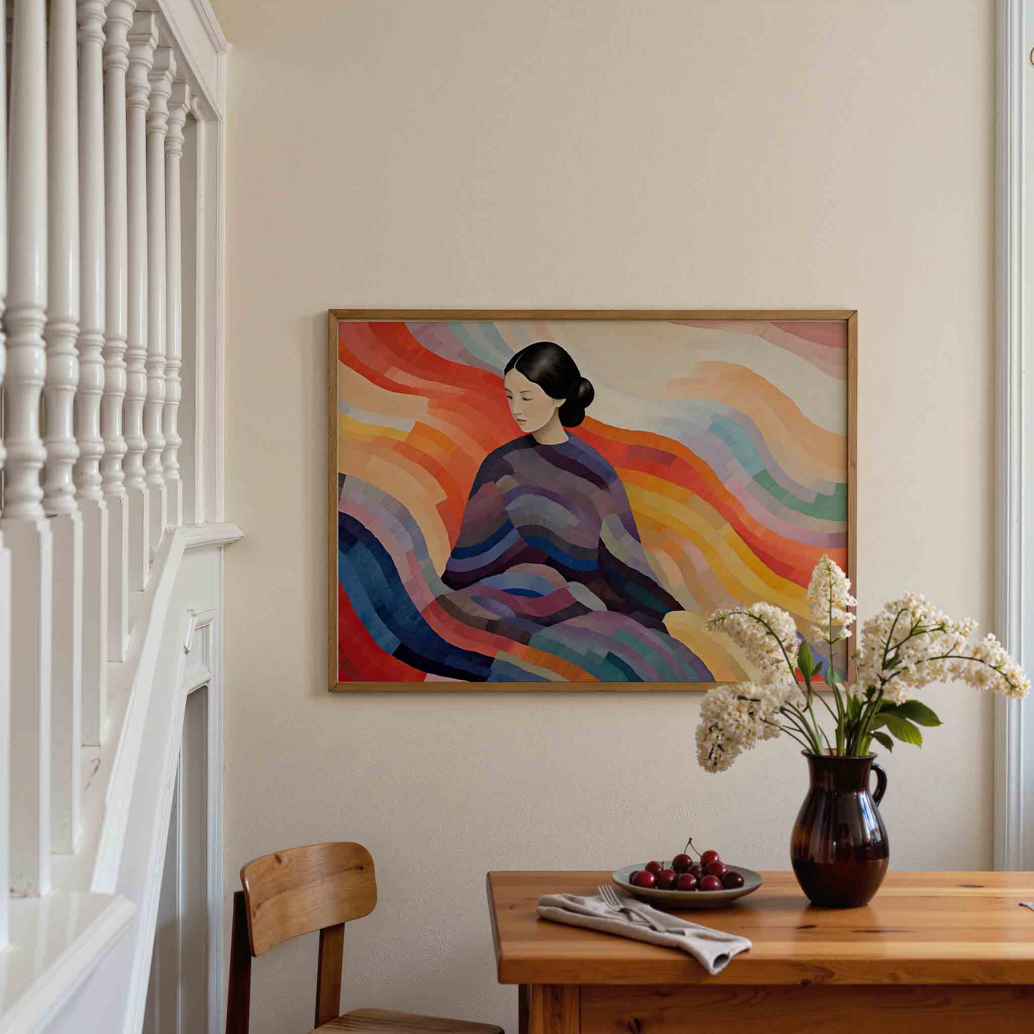 Vrouw met kleurrijke golven Poster