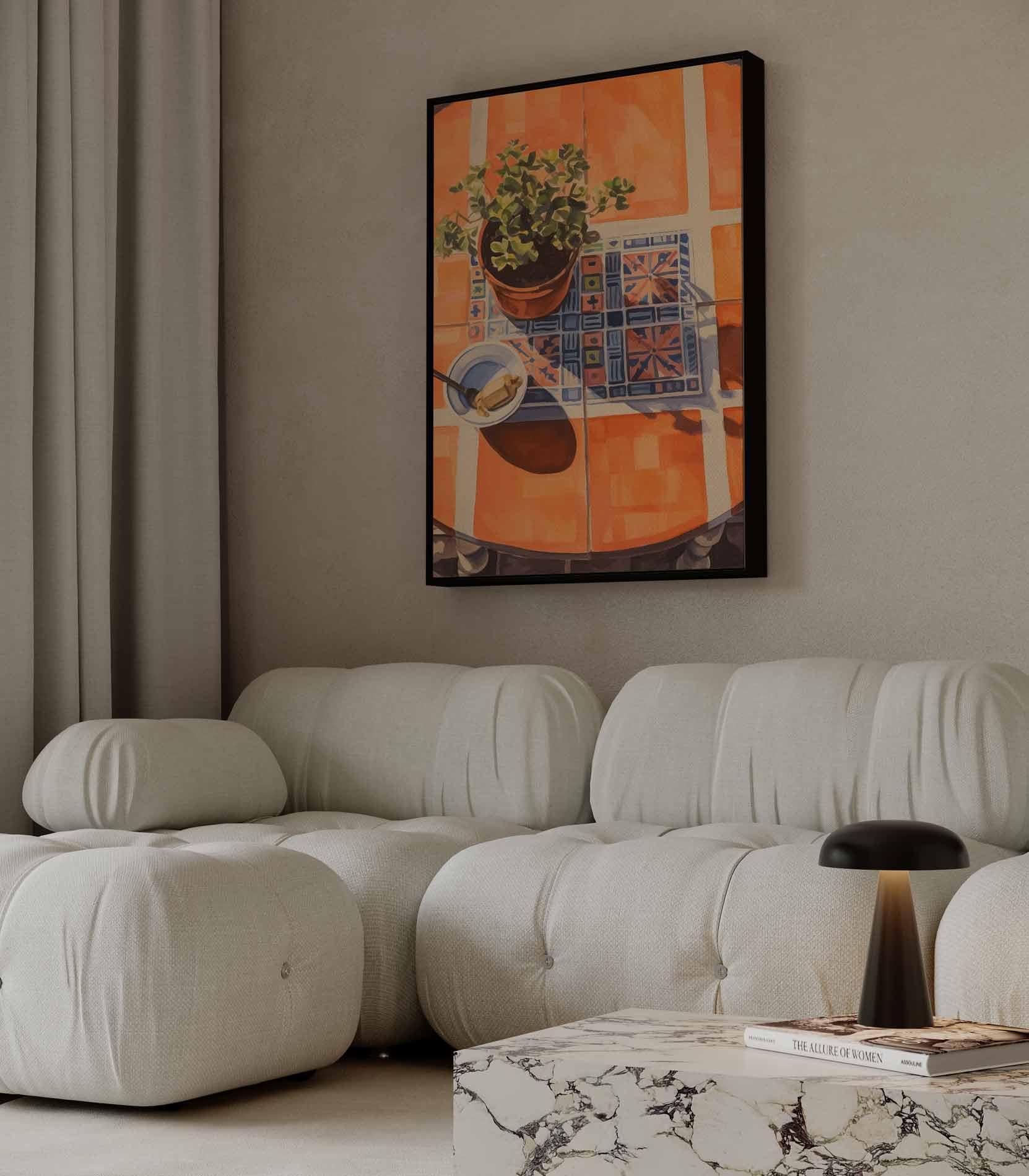 Kleurrijk Ontbijt op een Zonnige Tafel Kunstwerk-canvas-dibond-plexiglas-wanddecoratie-WallArtistic